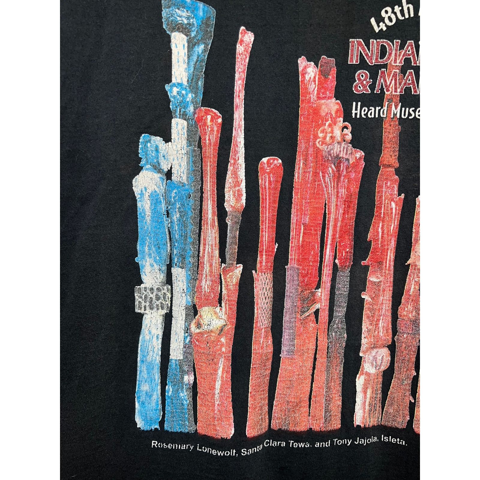 Fruit Of The Loom Vintage Indian Fair Shirt Heard Museum Guild Market Tewa 90s Size US L / EU 52-54 / 3 - 3 Thumbnail
