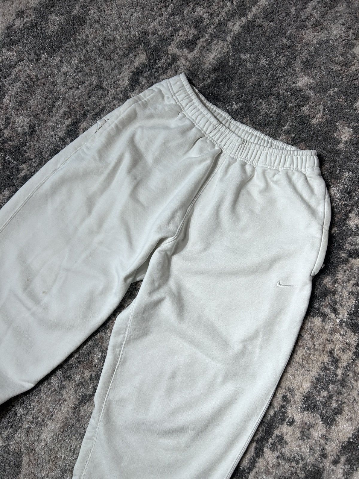 Nike × Vintage Vintage 90's Nike Heavy Cotton White Track Pants Big Logo Size US 32 / EU 48 - 4 Thumbnail