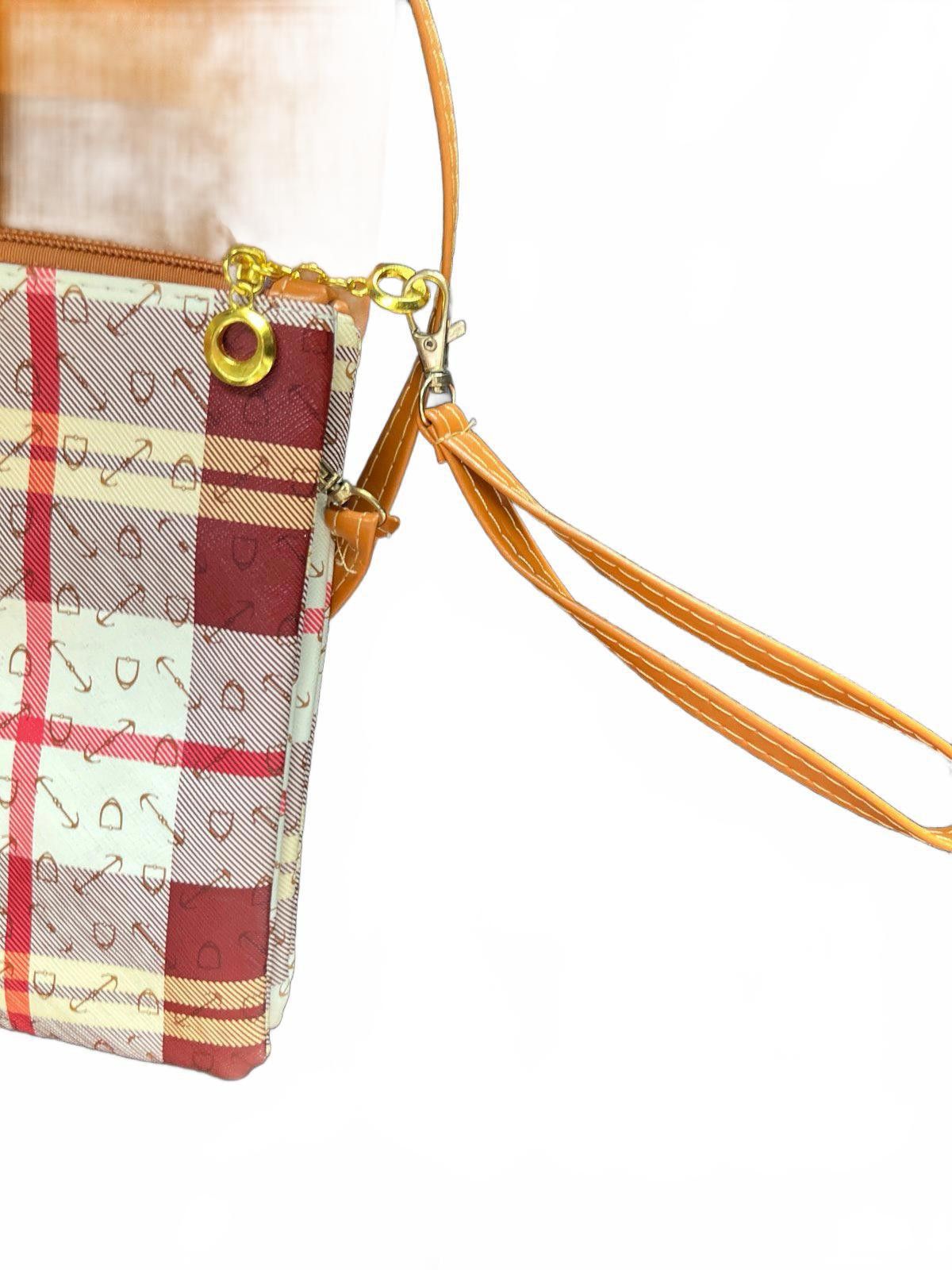 Designer Chic Plaid Crossbody Bag with Gold Accents Size ONE SIZE - 3 Thumbnail