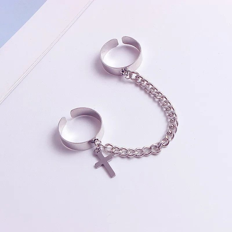 Other Retro Chain Connected Cross Ring Size ONE SIZE - 2 Thumbnail