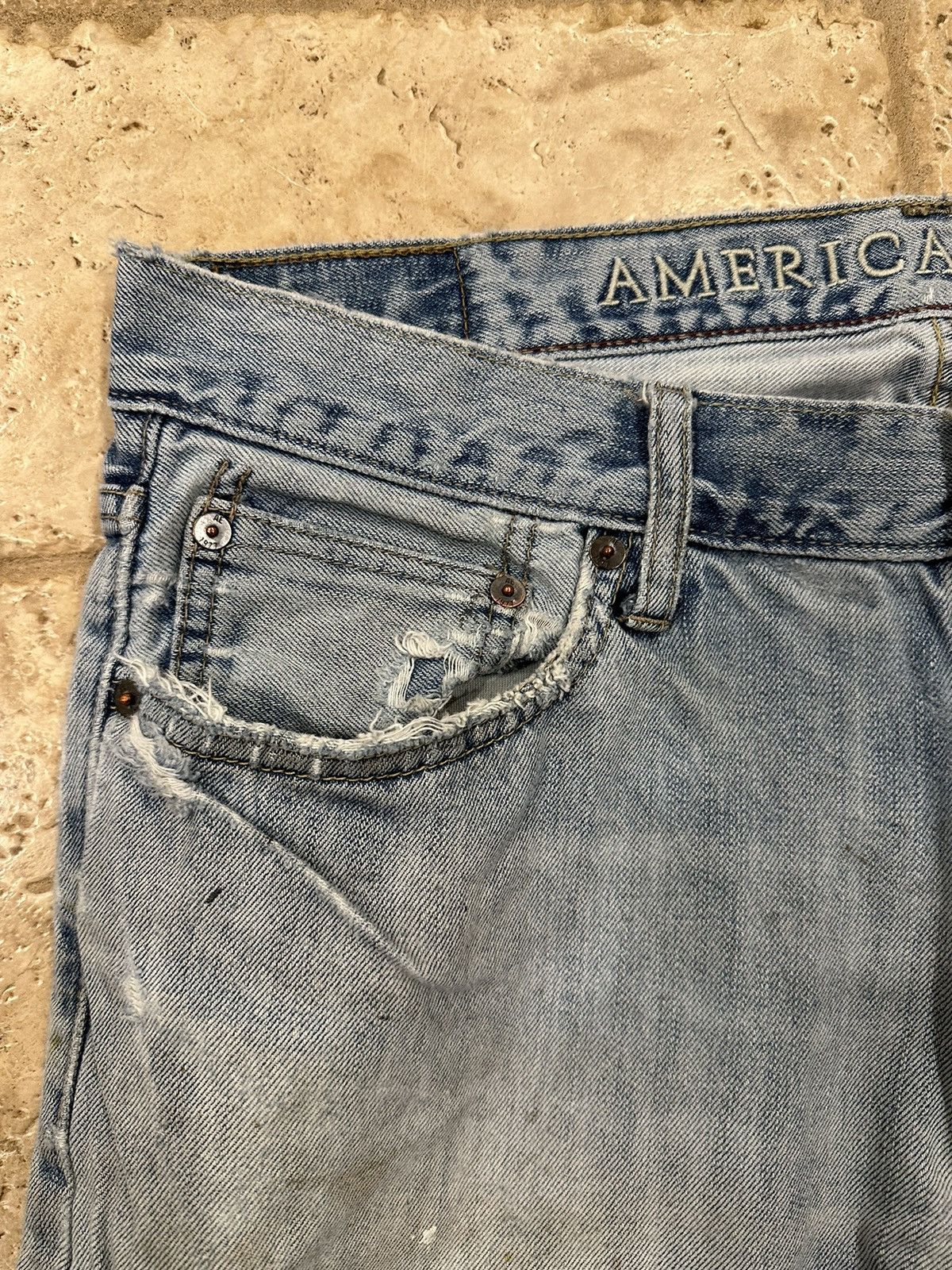 American Eagle Outfitters × Vintage Vintage American Eagle Outfitters Distressed Boot Blue Denim Size US 32 / EU 48 - 8 Thumbnail