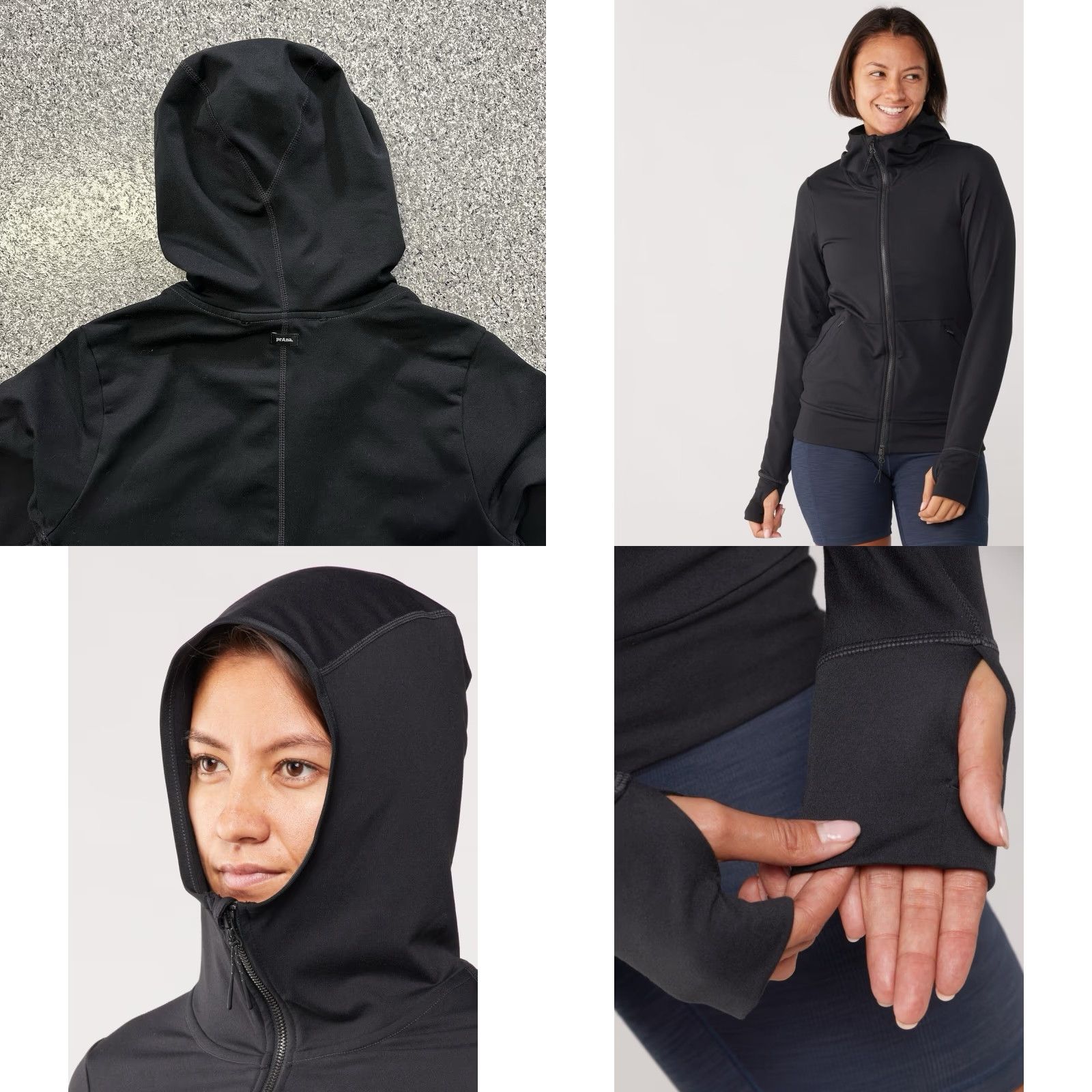 Prana prAna Jacket Womens S Black Ice Flow Full Zip Hoodie Long Sleeve Thumbholes Hoodie Size S / US 4 / IT 40 - 8 Thumbnail