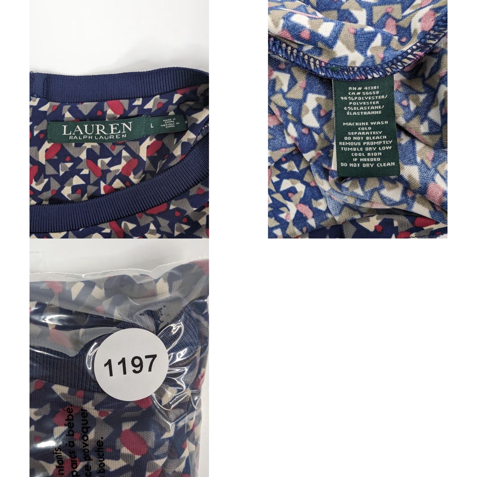 Ralph Lauren Lauren Ralph Lauren Meilyr Knit Geometric Pattern Top Navy Zip Womens Size L Short Sleeve Regular Fit Fashion-pullovers Size L / US 10 / IT 46 - 8 Thumbnail