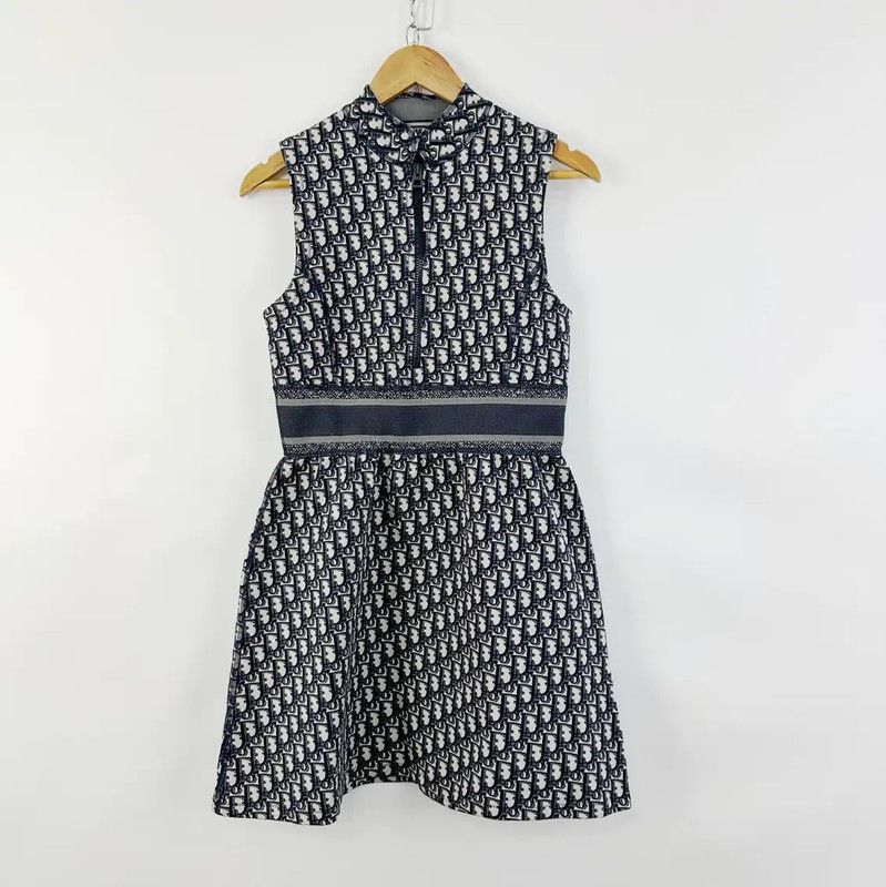 Dior Dior Summer Multi-Color Denim Logo Dress 0089 Size S / US 4 / IT 40 - 1 Thumbnail