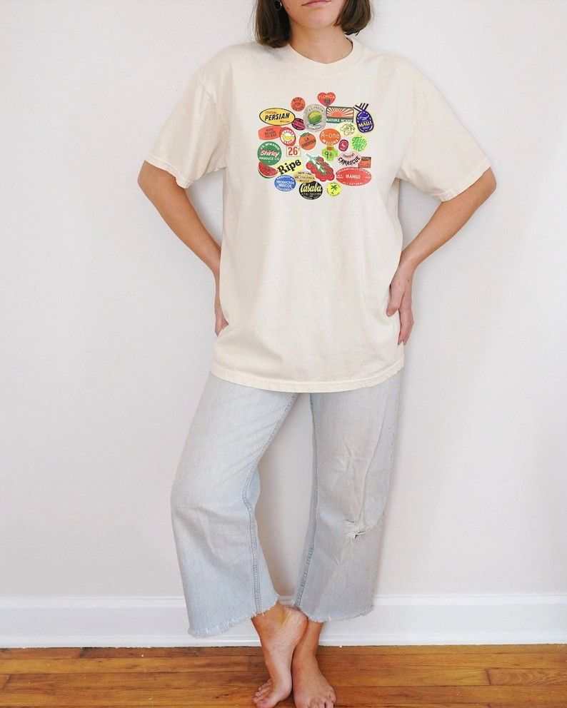 Designer Fruit Sticker Shirt Size L / US 10 / IT 46 - 1 Thumbnail