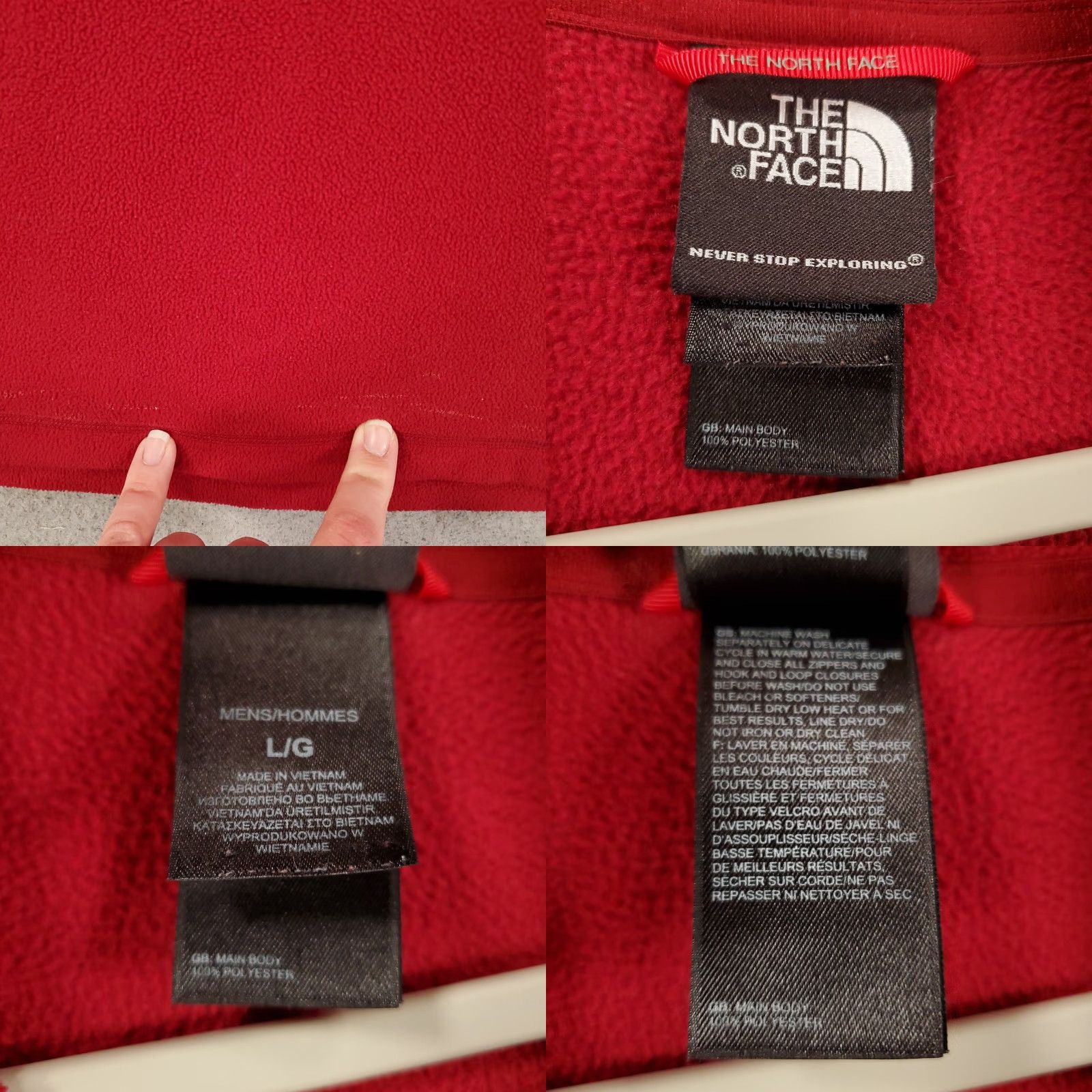 The North Face The North Face Fleece Sweater Mens Large Red 1/4 Zip Pullover Sweatshirt Jacket Size US L / EU 52-54 / 3 - 8 Thumbnail