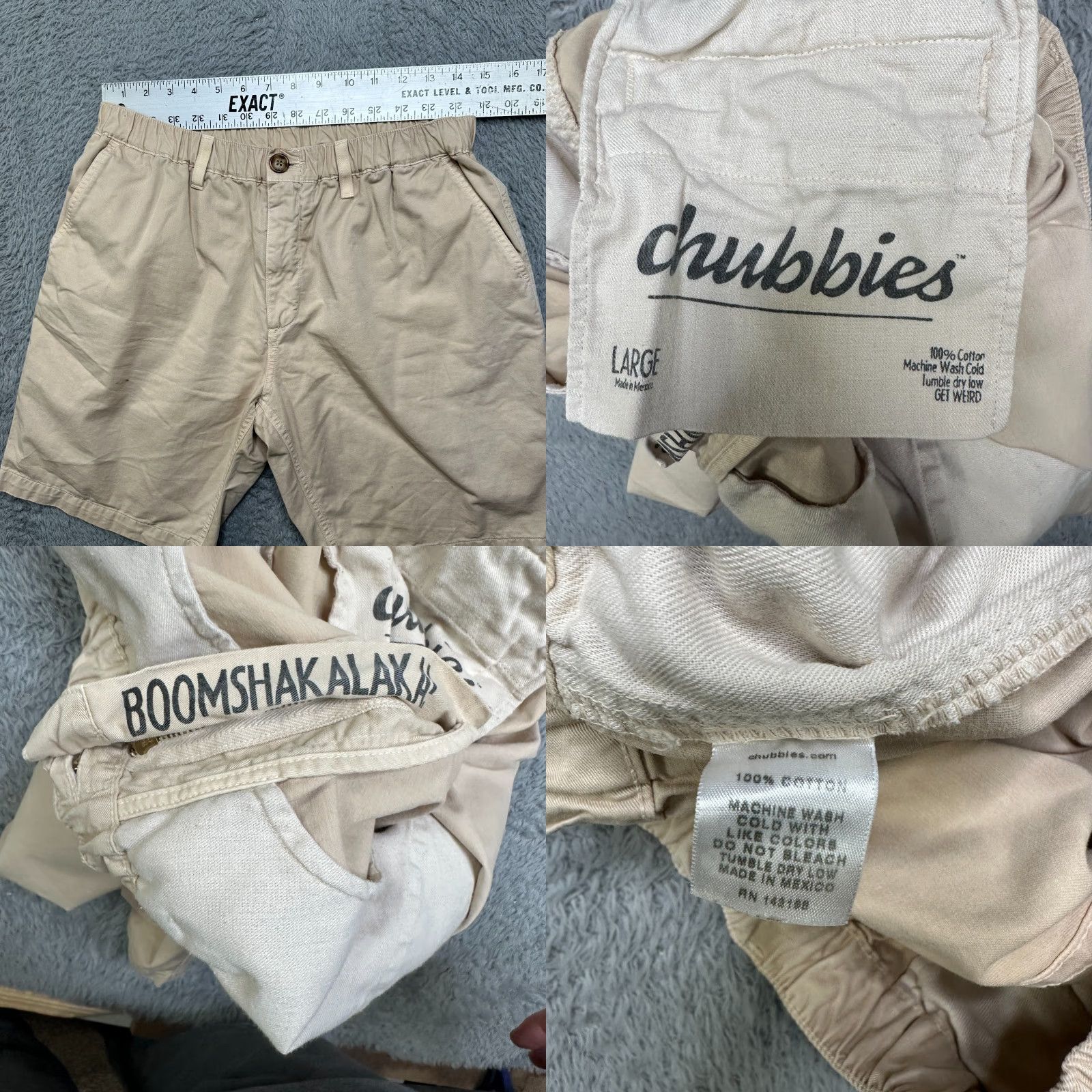Chubbies Chubbies Short Mens Large Beige Elastic Waist Casual Shirt Pants? Size US 33 - 8 Thumbnail