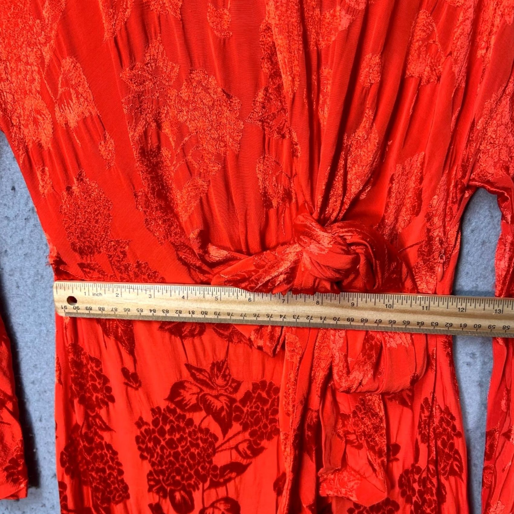 Zara Zara Trafaluc Collection Maxi Wrap Dress Womens XS Red Floral Velvet Burnout Size XS / US 0-2 / IT 36-38 - 7 Thumbnail
