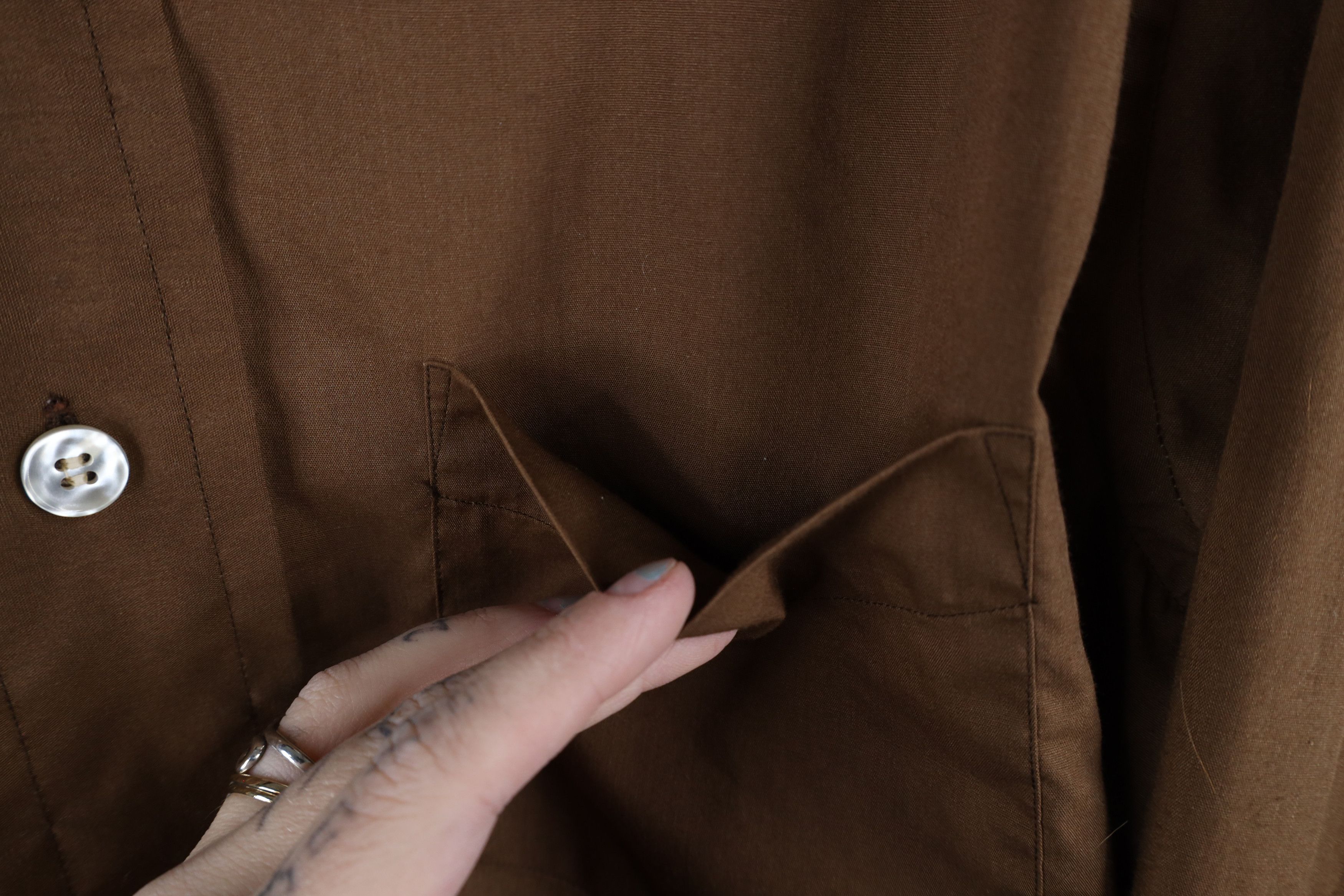 Vintage Vintage 60s 70s Streetwear Collared Button Shirt Brown USA Size US L / EU 52-54 / 3 - 4 Thumbnail
