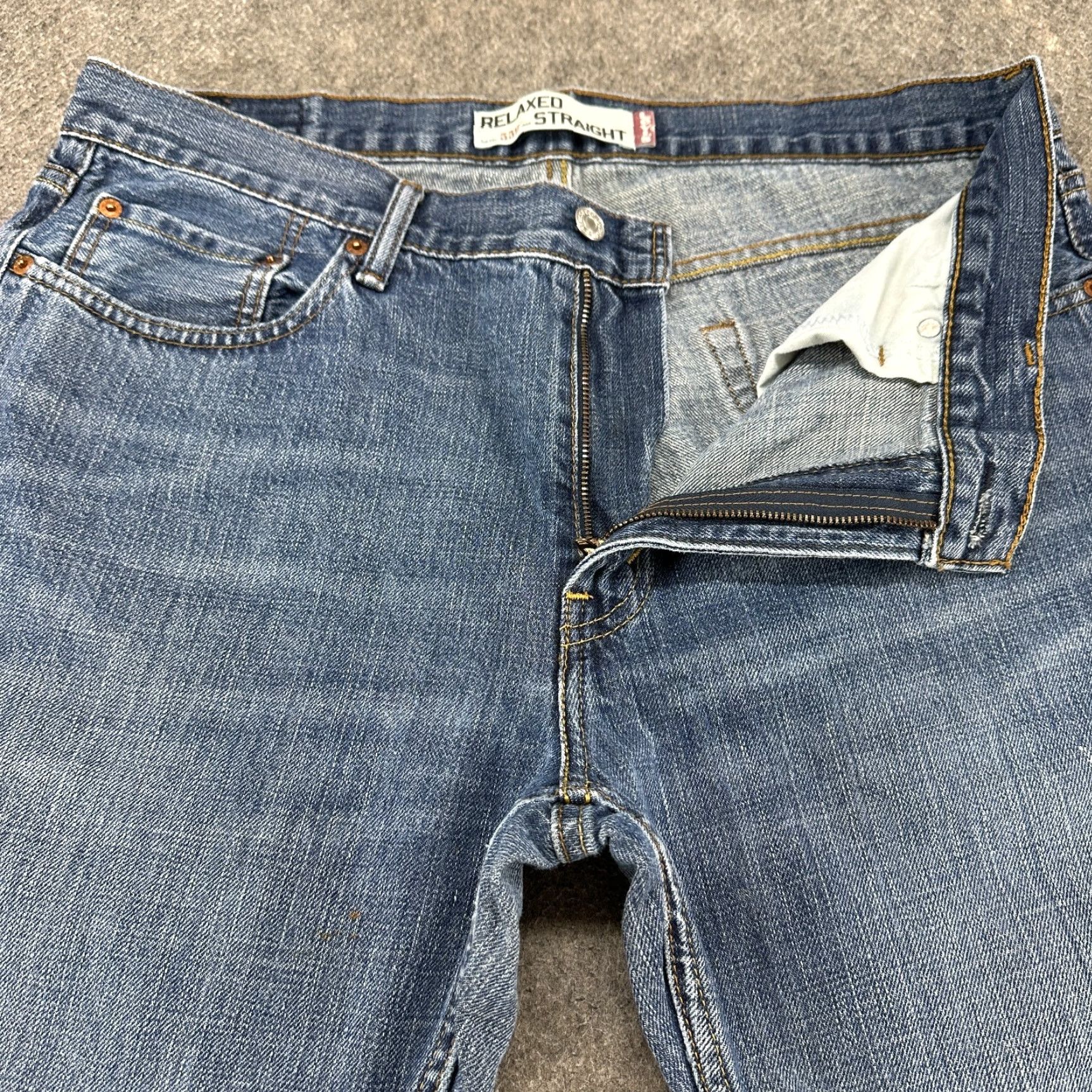 Levi's Levi's 559 Jeans Men 36x30 Blue Straight Relaxed Fit Medium Wash Denim Cotton 559 Modern Distressed Straight Leg Jeans Mens Size US 36 / EU 52 - 2 Thumbnail