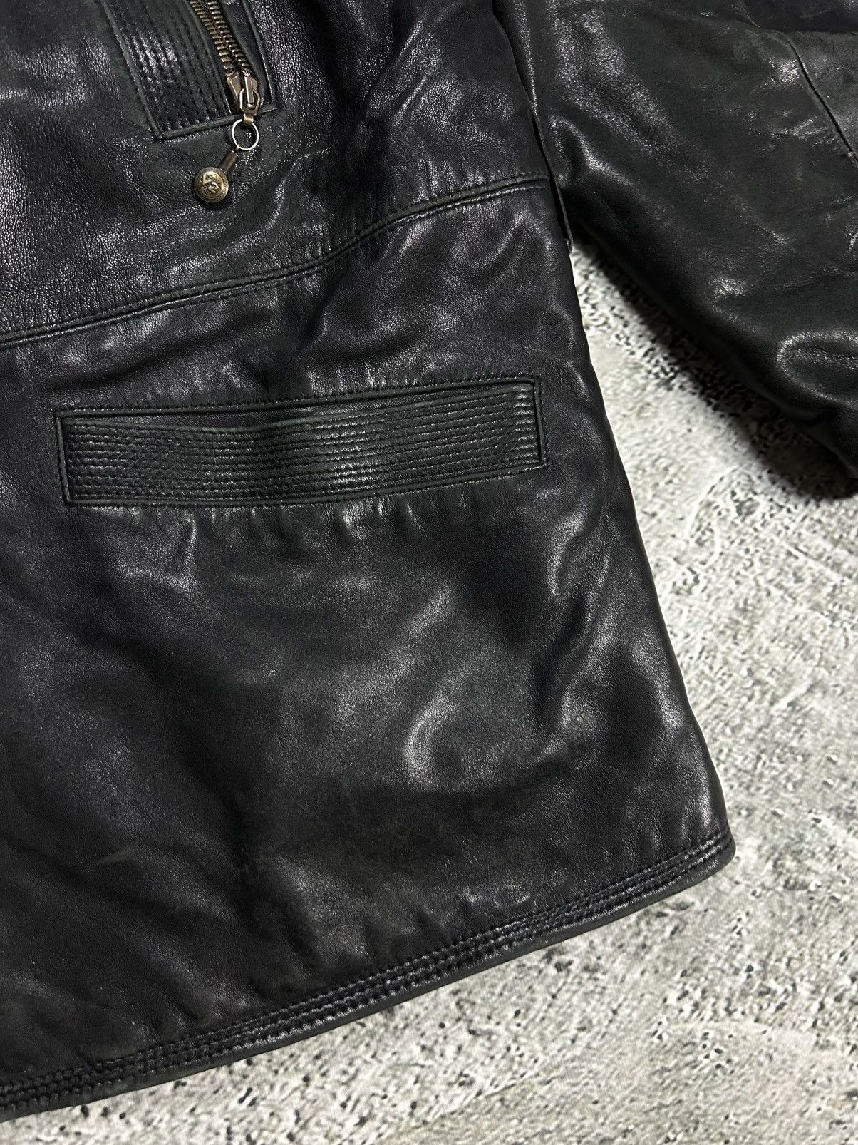 Versace Versace V2 leather coat jacket sherpa black 90s Size US XL / EU 56 / 4 - 9 Thumbnail