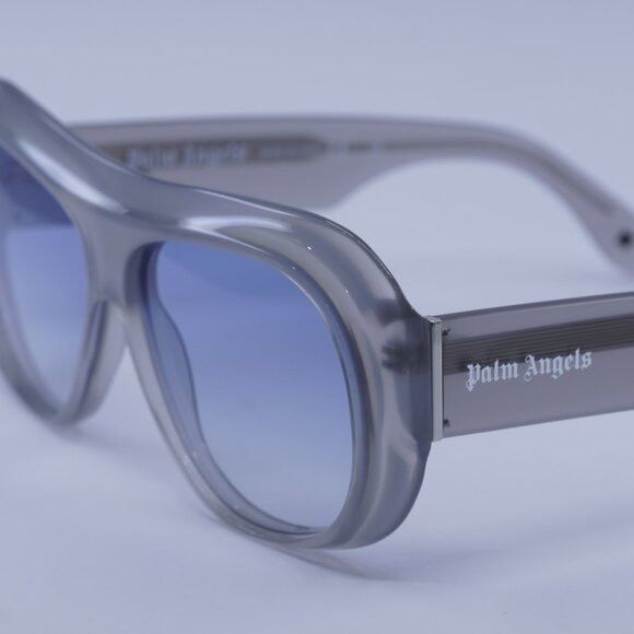 Palm Angels PERI103 ELFIN 0107 Sunglasses White Aviator Frame, Grey Lenses Palm Angels Posey Sunglasses 0107 White - eye-oo.com main image 4