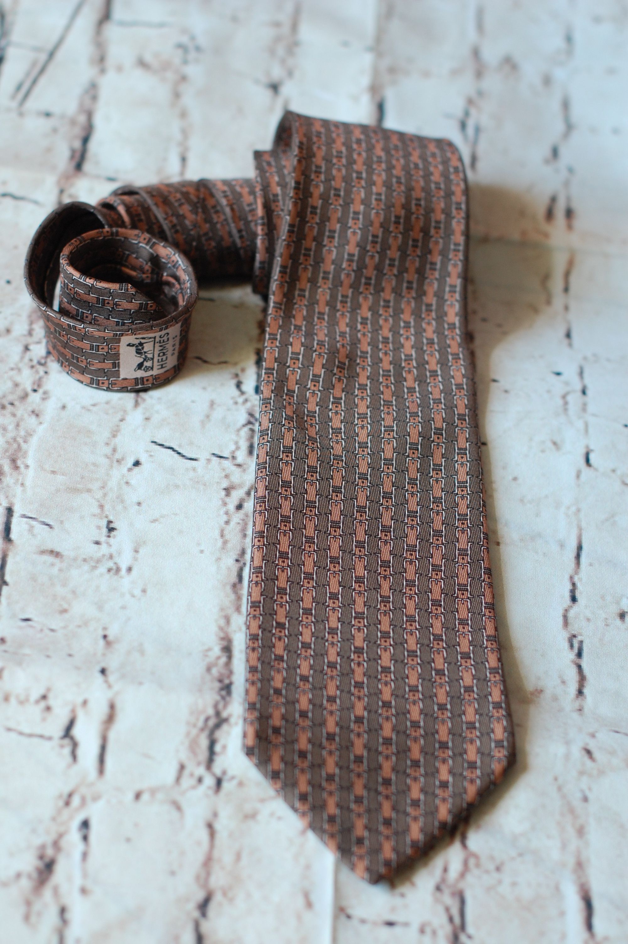 Hermes Vintage HERMES Silk NECKTIE 722 FA Equestrian Belt Letter H Size ONE SIZE - 5 Thumbnail