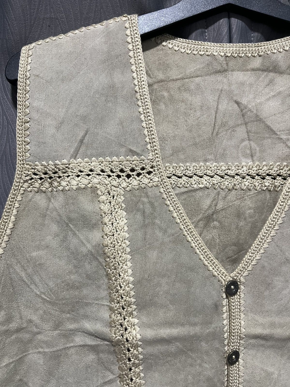 Genuine Leather × Leather × Vintage Vintage knitted leather Vest Size US M / EU 48-50 / 2 - 6 Thumbnail