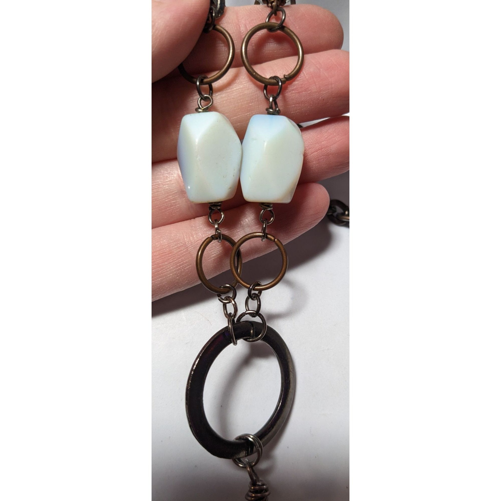 Other Handmade Upcycled Chunky Glass And Moonstone Beaded Chain Ne Size ONE SIZE - 9 Thumbnail