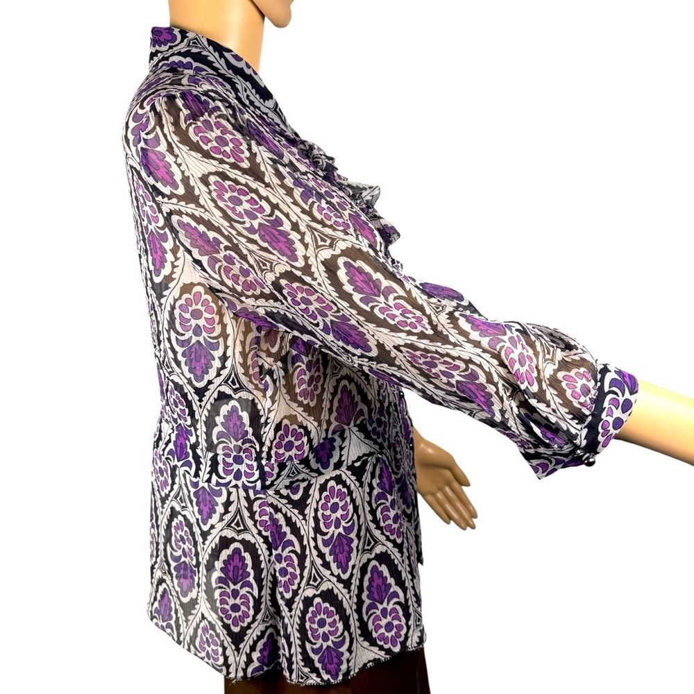 Charter Club Charter Club 100% Silk 3/4 Sleeve Floral Print Blouse Size Size XL / US 12-14 / IT 48-50 - 3 Thumbnail
