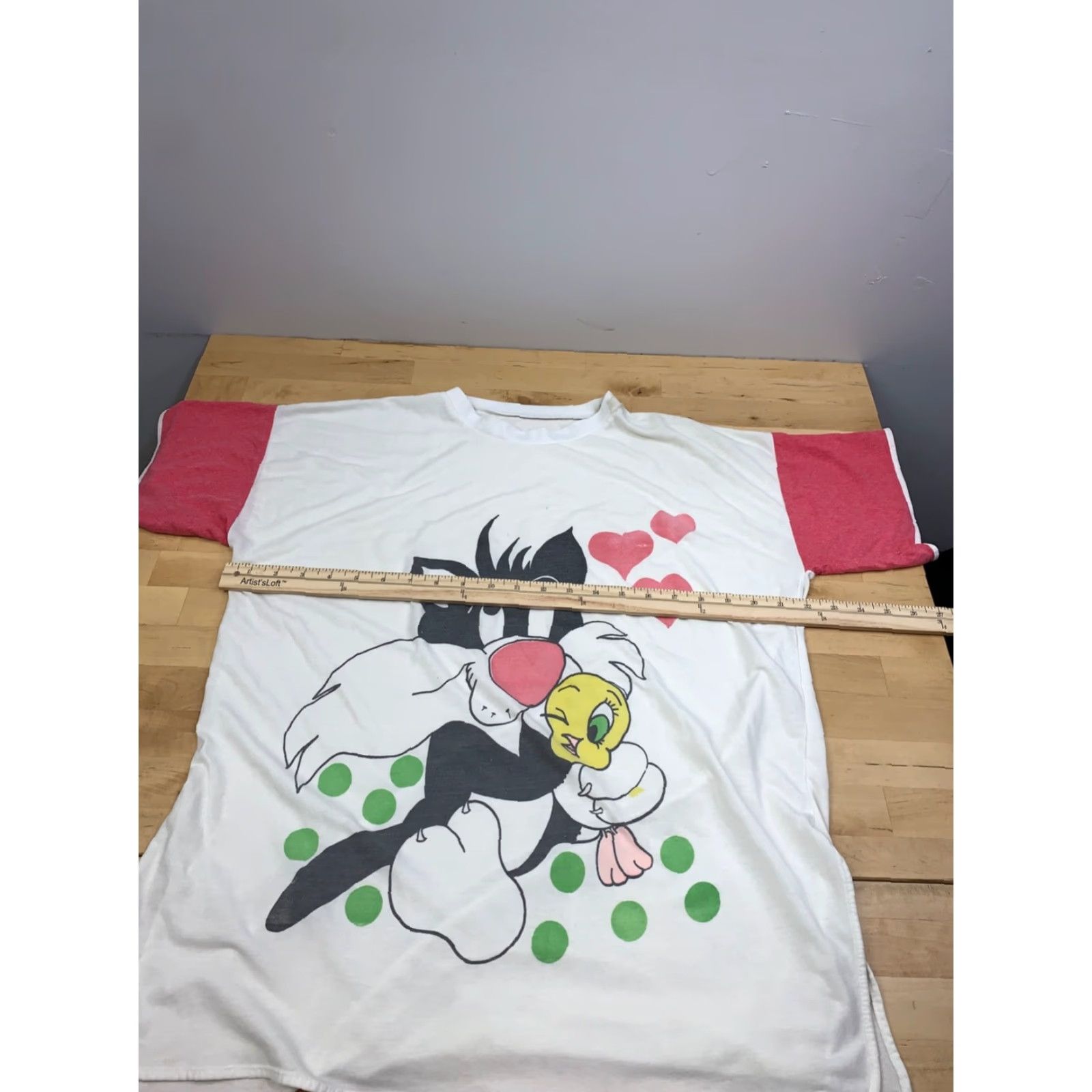 Vintage VINTAGE Tweety Bird Night Shirt Womens One Size White Sylvestor the Cat 12358 Size ONE SIZE - 6 Thumbnail