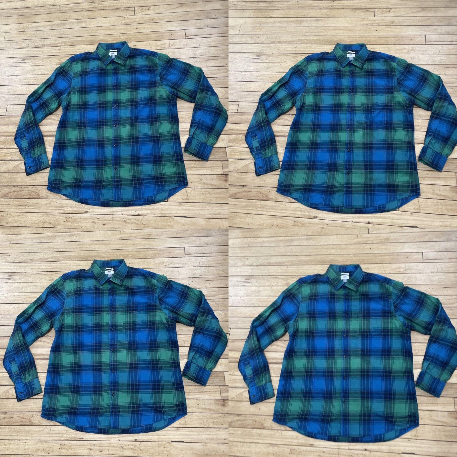 Old Navy OLD NAVY Flannel Shirt Men XL Blue Green Bright Blackwatch Plaid Button-Up Casual Outdoors Critical: Chamois Beach Pilled Size US XL / EU 56 / 4 - 10 Thumbnail