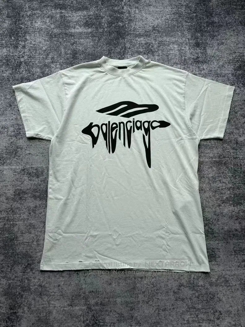 Balenciaga Balenciaga New Melted Logo Distressed Tee. Size US XS / EU 42 / 0 - 1 Thumbnail