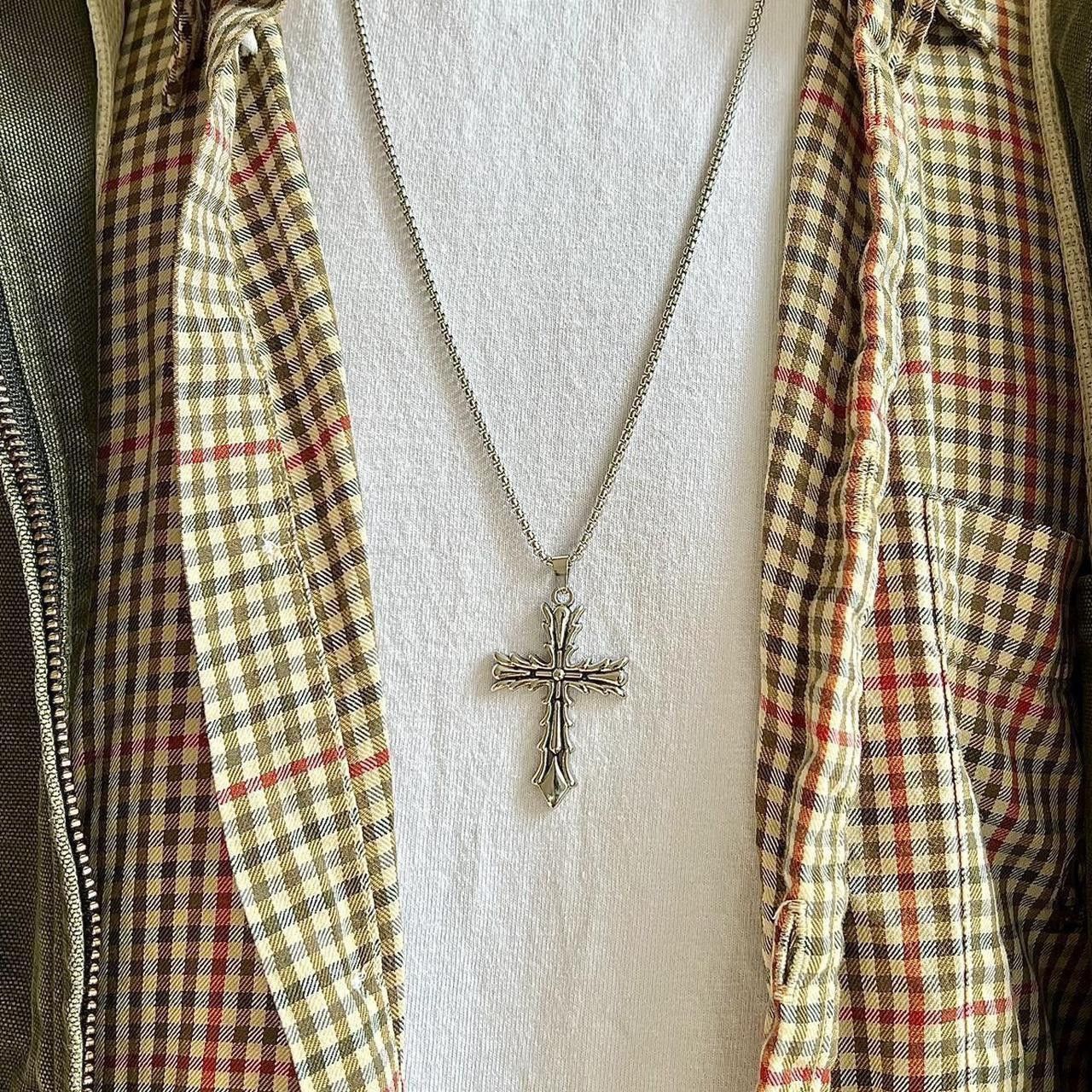 Japanese Brand gothic grunge silver cross pendant necklace Size ONE SIZE - 3 Thumbnail