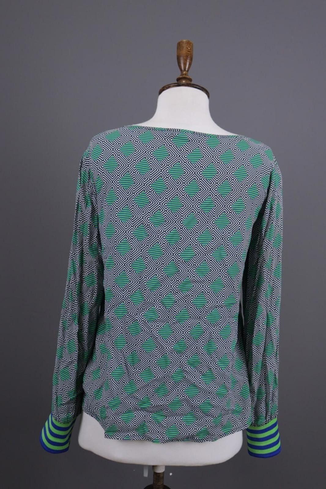 Designer Emily Van Den Bergh Green Geometric Summer Shirt Top Size 38 Size M / US 6-8 / IT 42-44 - 10 Thumbnail
