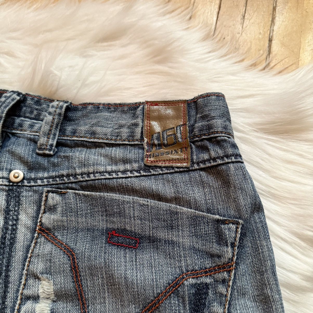 Miss Sixty 📌 Crazy Miss Sixty Vintage Washed Y2K Denim Shorts Size 29" - 2 Thumbnail