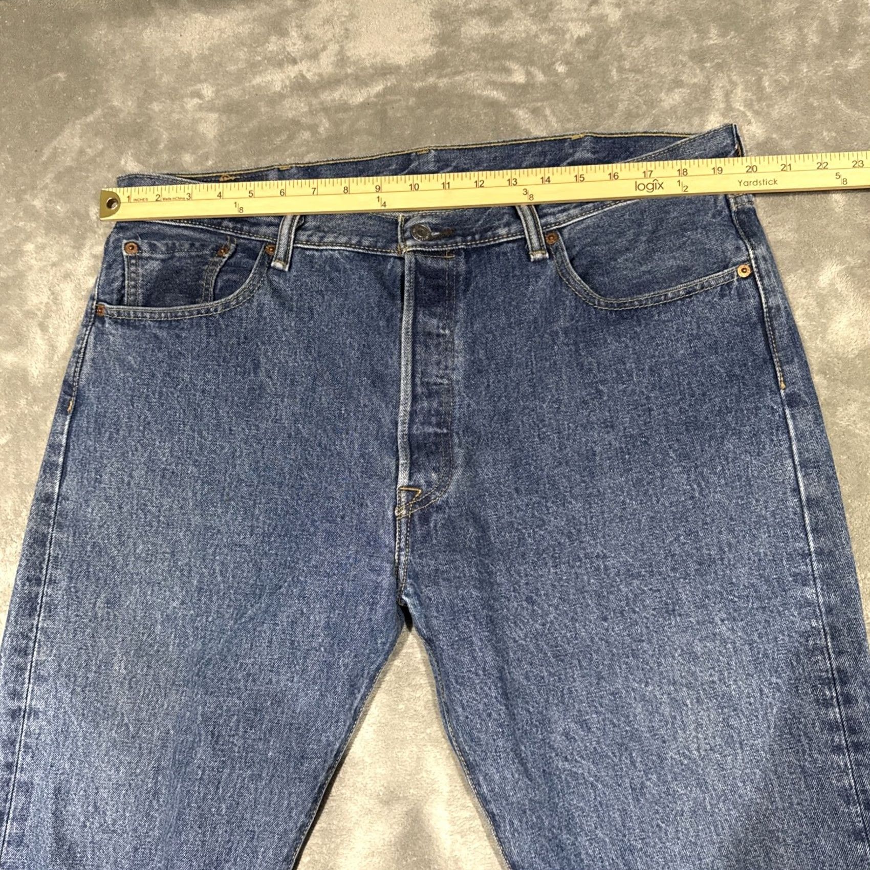 Levi's Levi's 501 Jeans Mens 38x32 Blue Straight Button Fly Denim Logo Workwear Regular Fit Pants Size US 38 / EU 54 - 2 Thumbnail