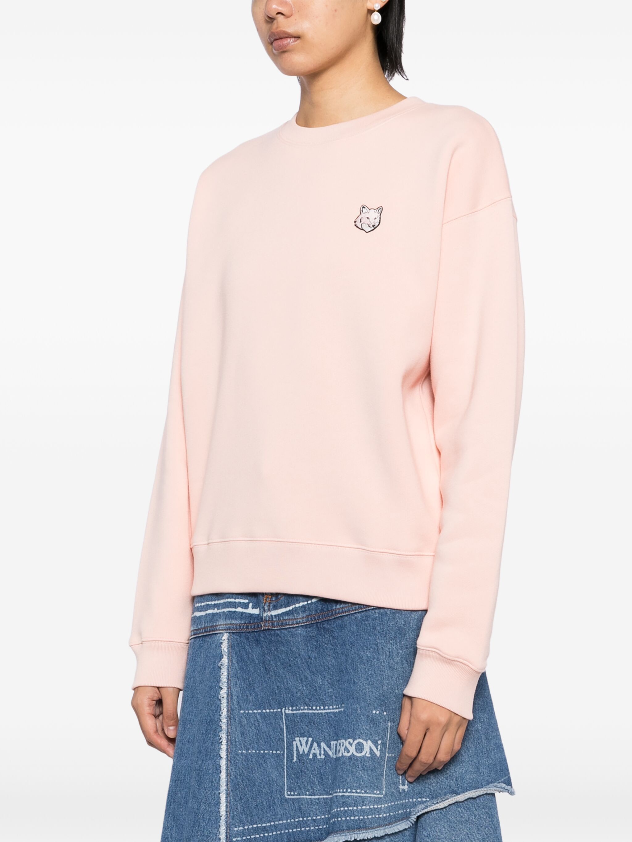 Maison Kitsune o1s22i1n1124 Bold Fox Head Crewneck Sweatshirt in Pink Size M / US 6-8 / IT 42-44 - 3 Thumbnail