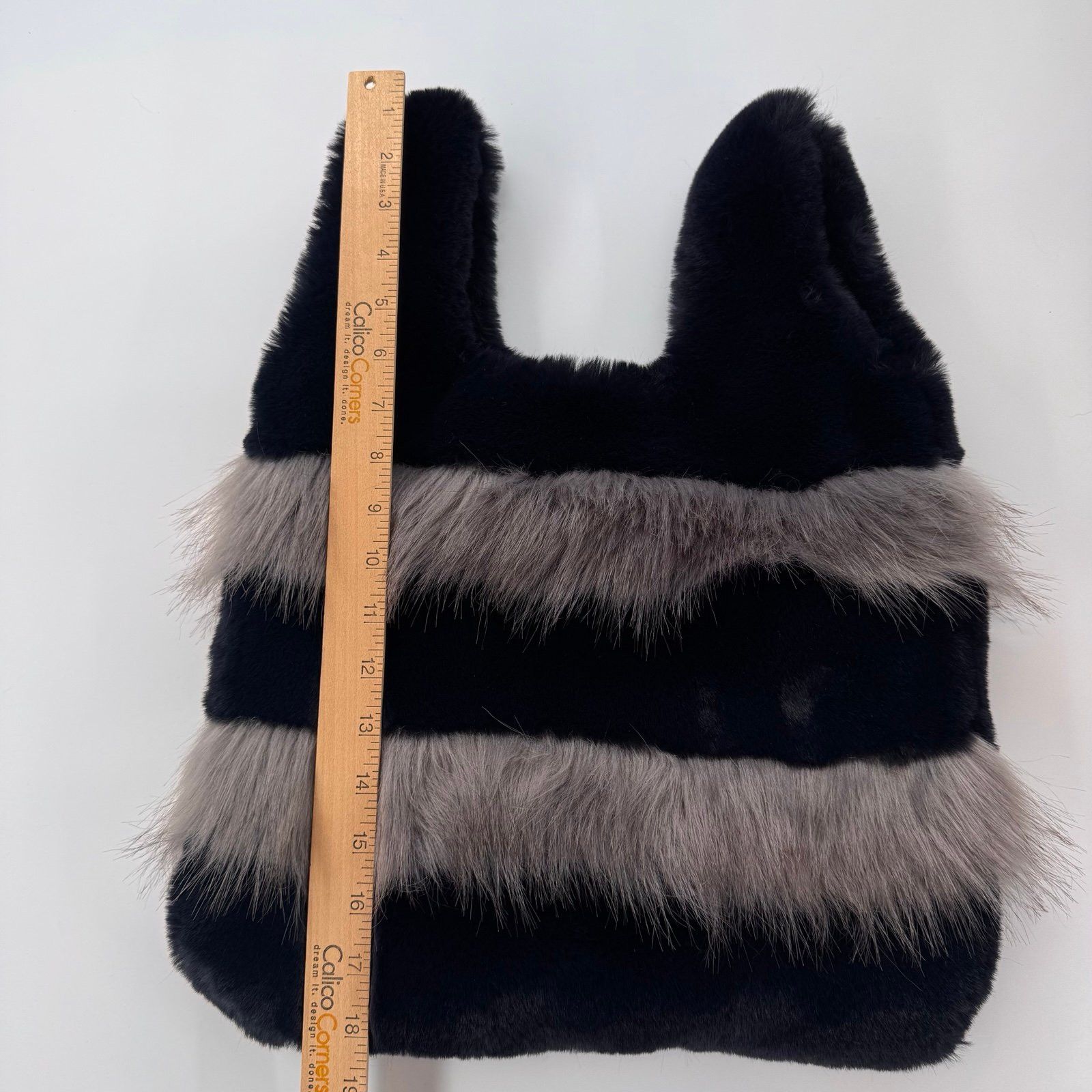 Other Fun Fur Factory Faux Fur Bag — Navy & Gray Fluffy Tote Y2K Size ONE SIZE - 4 Thumbnail