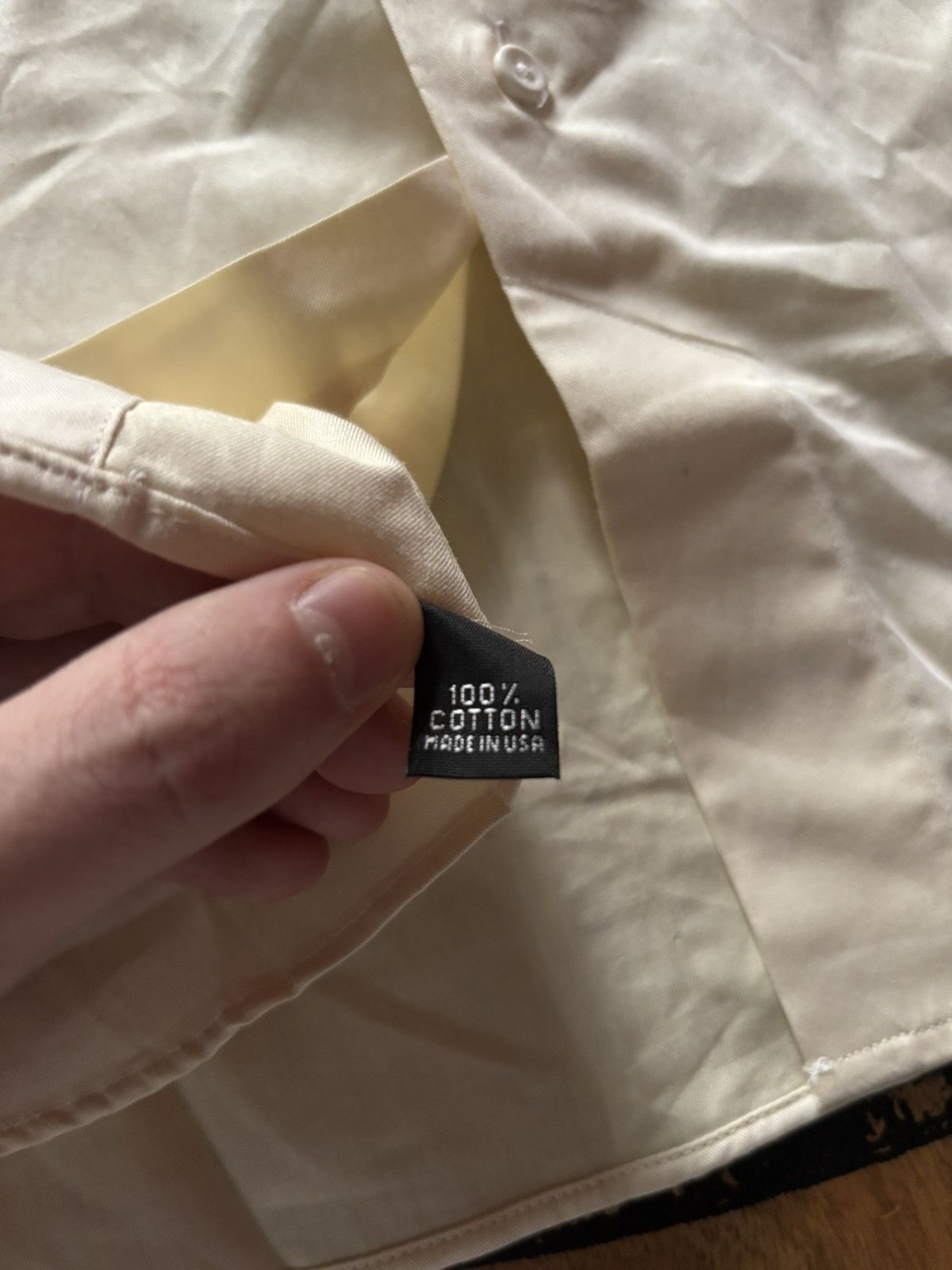 Ike Behar Vintage Ike Behar Dress Shirt Made in USA Cream Cotton Size US XL / EU 56 / 4 - 4 Thumbnail