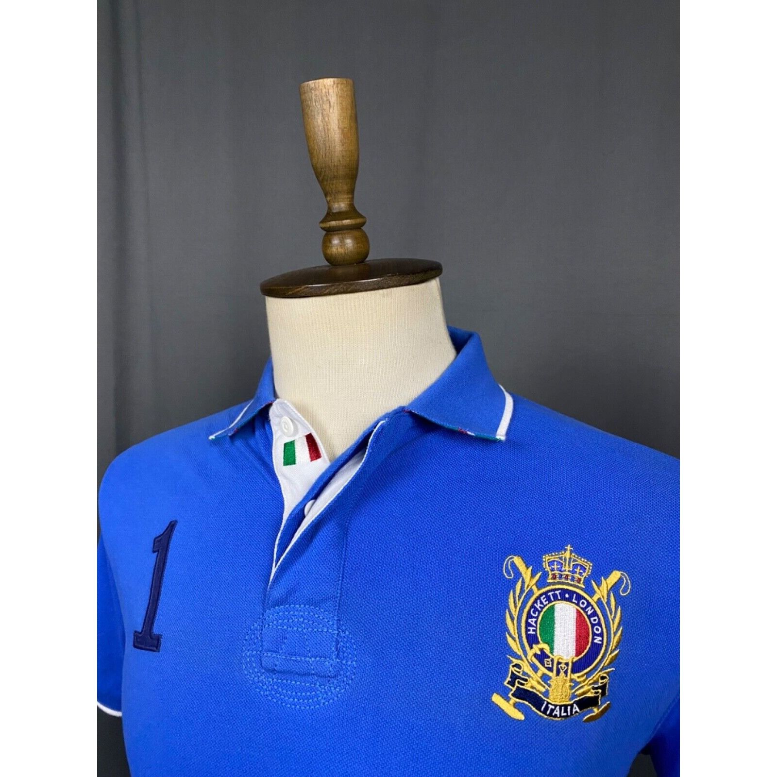Hackett Hackett "Italia" Big Logo Men's Blue Polo T-Shirt Size M Size US M / EU 48-50 / 2 - 5 Thumbnail