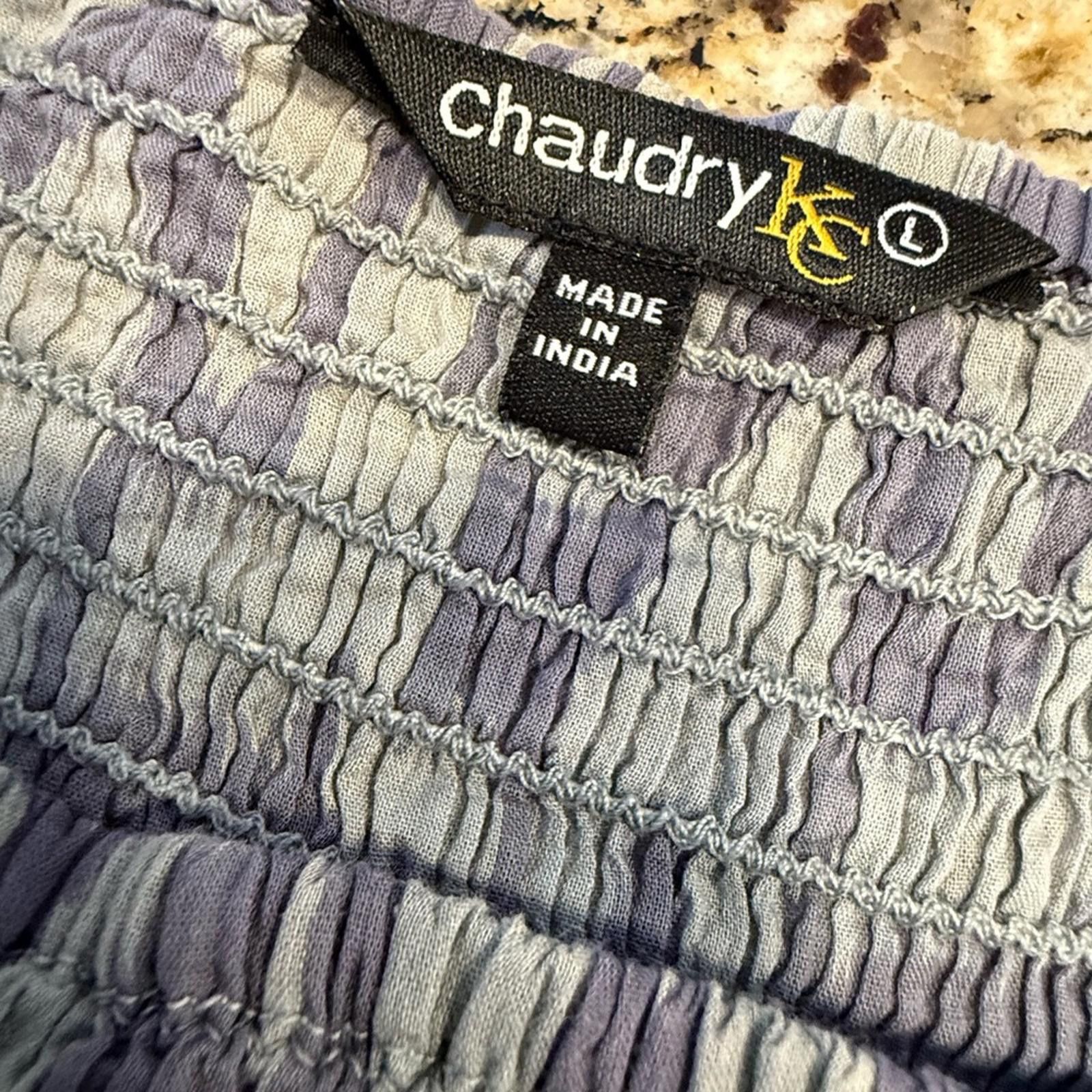 Other Chaudry KC tiered ruffle mini skirt in blue gray & white LG Size 36" / US 14 / IT 50 - 4 Thumbnail