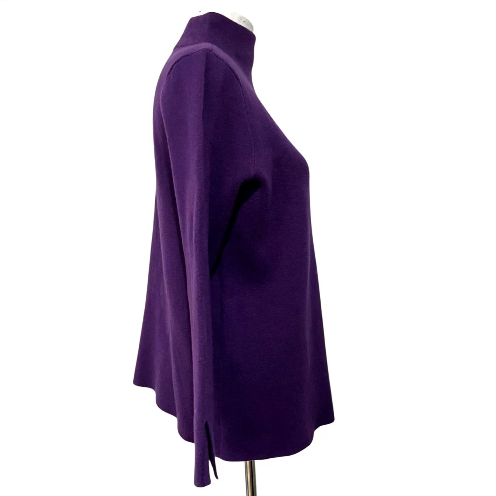 J. Jill VINTAGE J Jill Mock Neck Tunic Sweater Womens Petite M Purple Cotton Blend Cozy Soft Size M / US 6-8 / IT 42-44 - 6 Thumbnail
