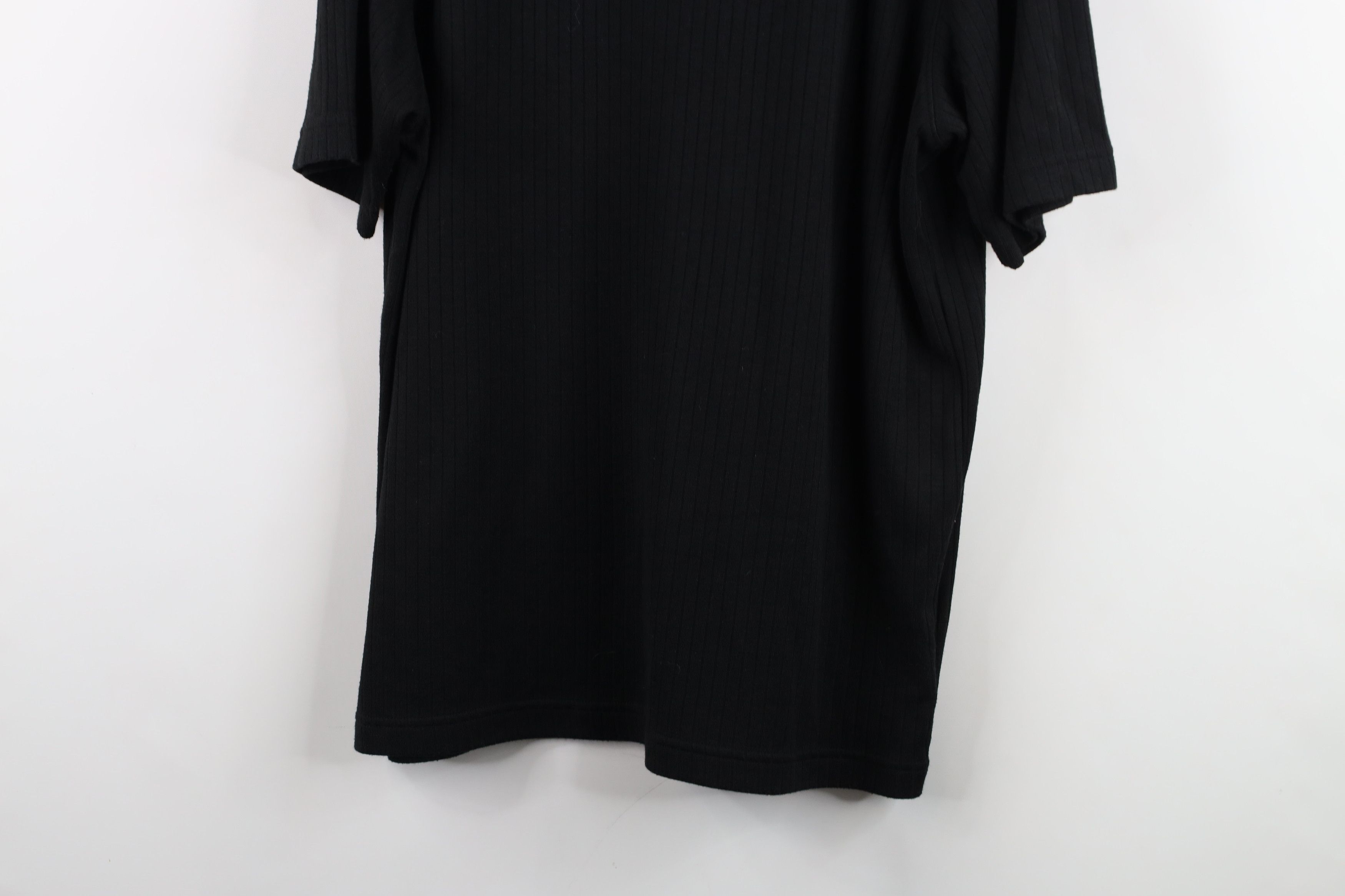 Vintage Vintage 90s Streetwear Faded Blank Ribbed Knit T-Shirt Black Size US M / EU 48-50 / 2 - 3 Thumbnail