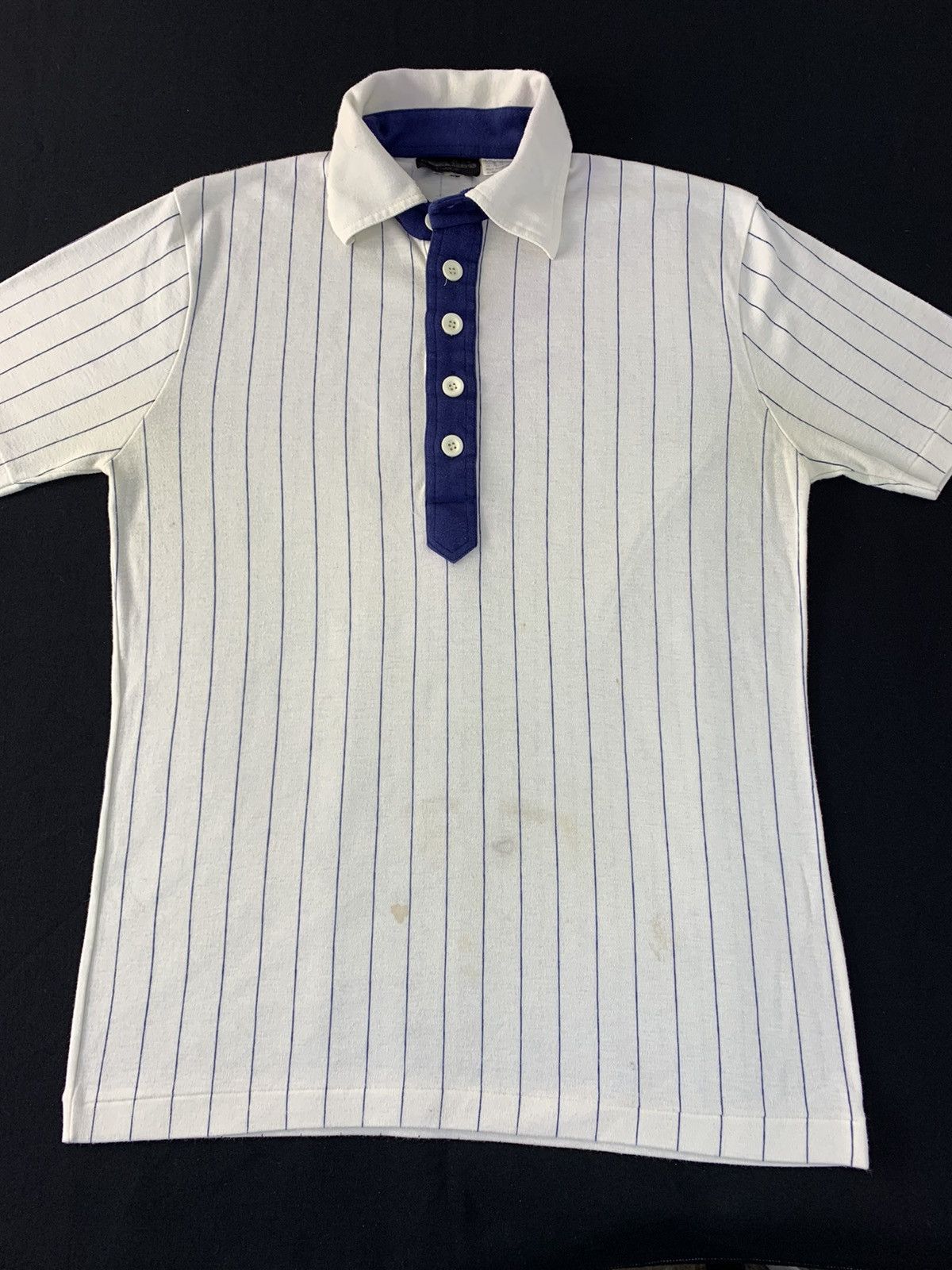 Vintage 90s Japanese Brand Striped Design Polo Tee Blue Button Size US M / EU 48-50 / 2 - 2 Thumbnail