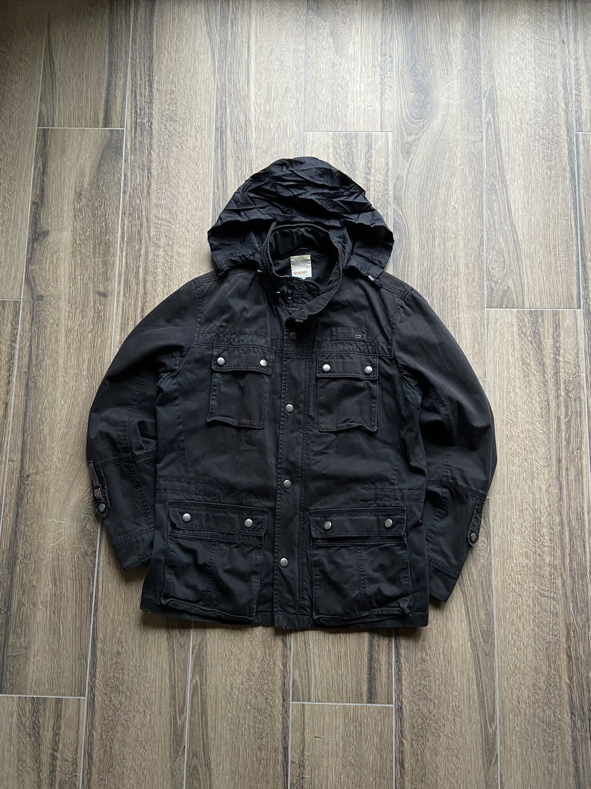 image of Diesel Vintage Avant-Garden Multi-Pocket Jacket Mens in Black (Size XL)