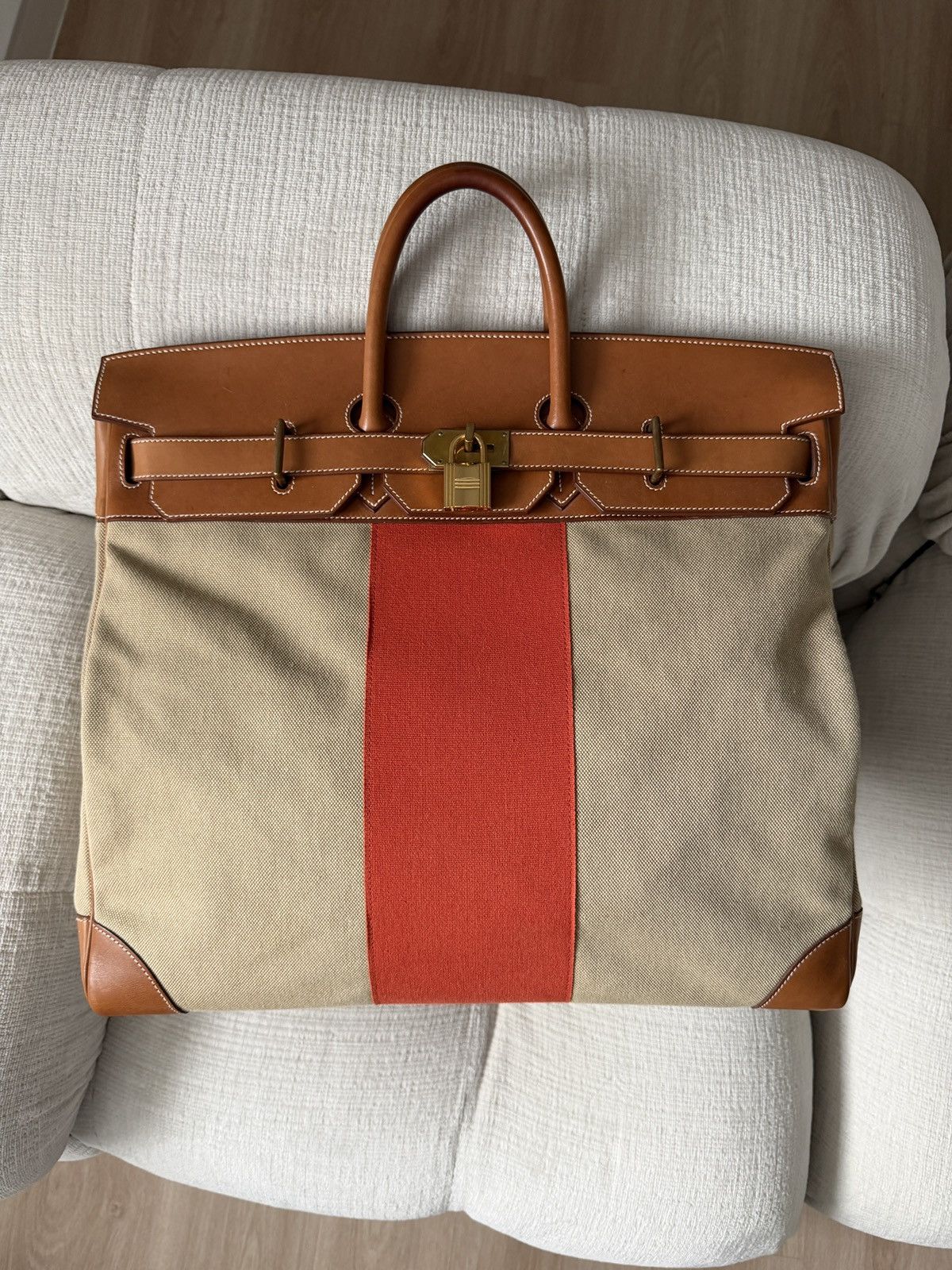 Hermes Birkin HAC 50 Naturel Barenia and Canvas Flag 2014 Size ONE SIZE - 2 Thumbnail