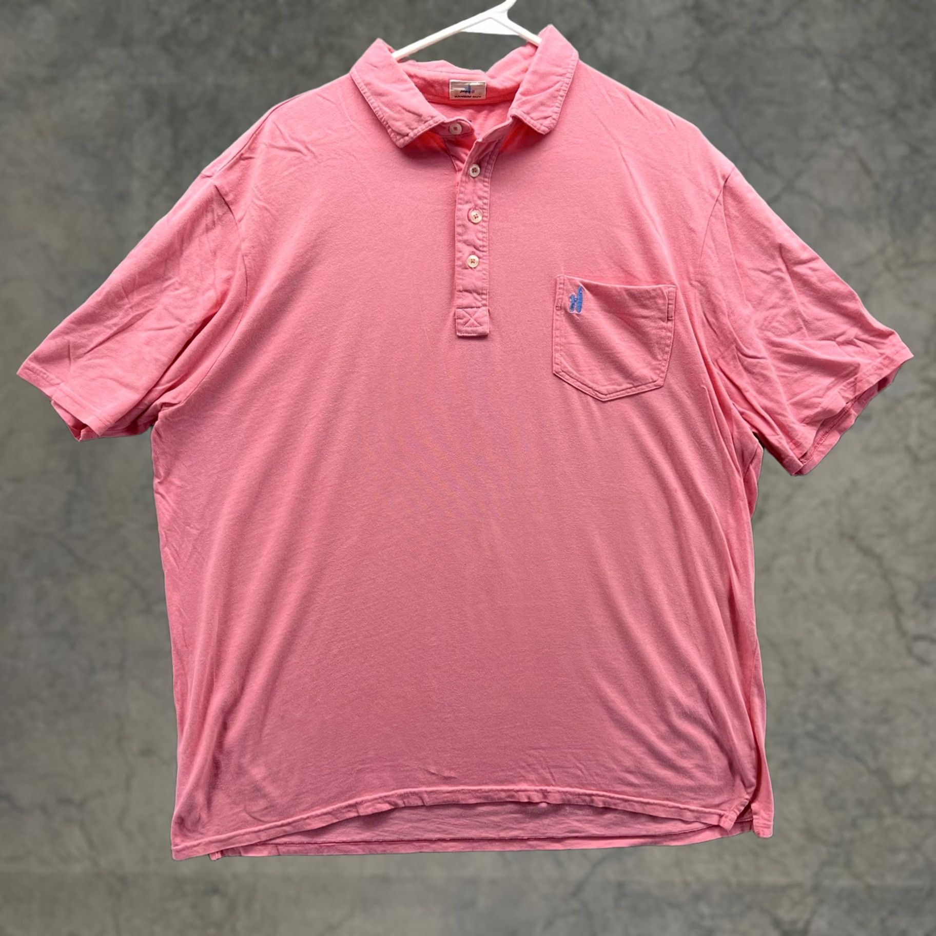 johnnie-O Johnnie-O Hangin' Out Polo Shirt Mens XL Pink Solid Pocket Cotton Casual Shirt Size US XL / EU 56 / 4 - 1 Thumbnail