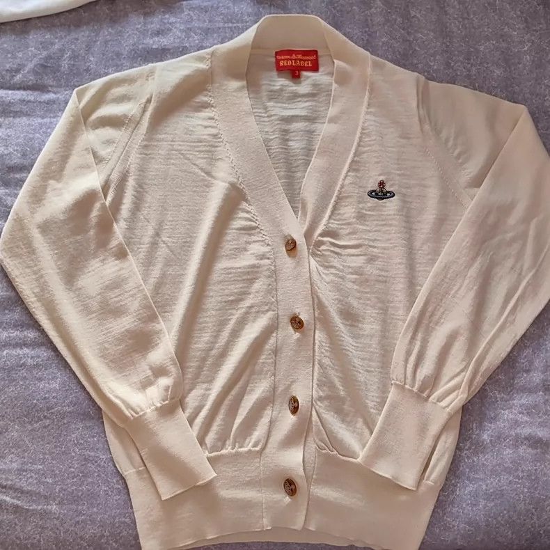 Vivienne Westwood Vivienne Westwood size3 White wool knit cardigan Size L / US 10 / IT 46 - 1 Thumbnail