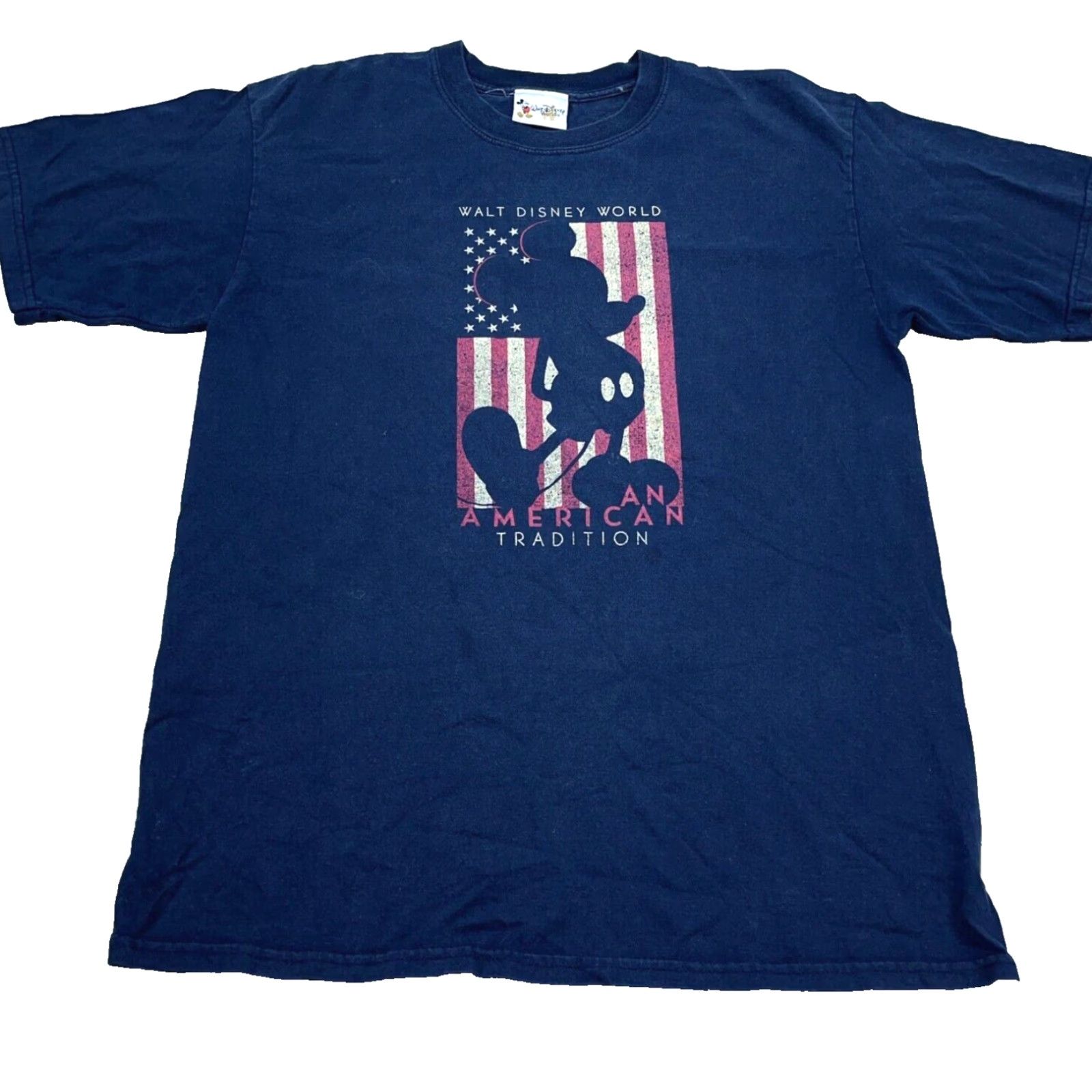 Disney VINTAGE Disney Shirt Men L Blue Mickey Mouse American Flag Y2K 00s Cyber Graphic Print Tee Crew Neck Short Sleeve Logo Disney Mens Blue 1990s 1999s Size US L / EU 52-54 / 3 - 2 Thumbnail