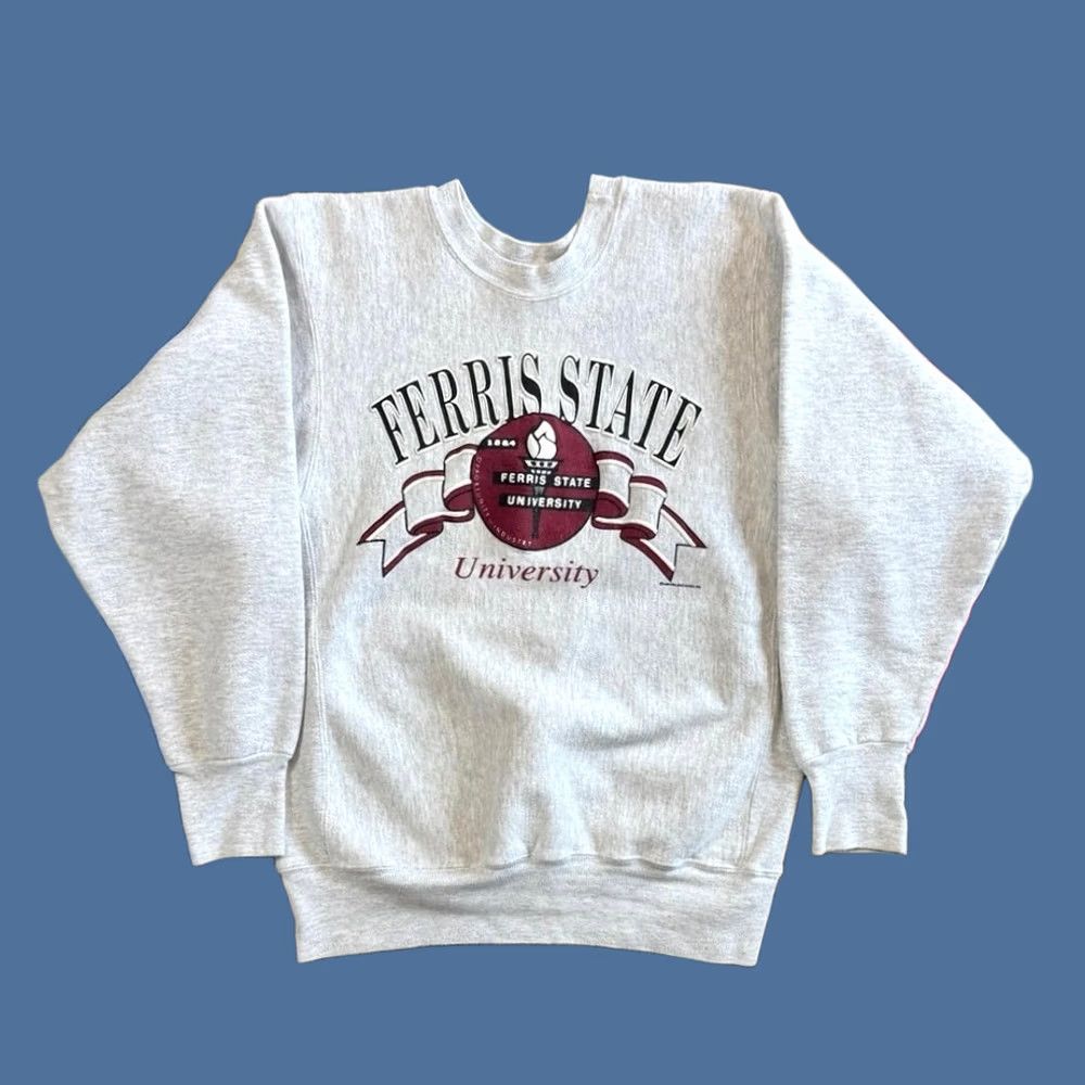 Vintage VINTAGE Ferris State University Crewneck Sweatshirt Sweatshirt M Gray Men Pullover Crew Neck 90s College University Sports Pattern Solid Size US M / EU 48-50 / 2 - 1 Thumbnail