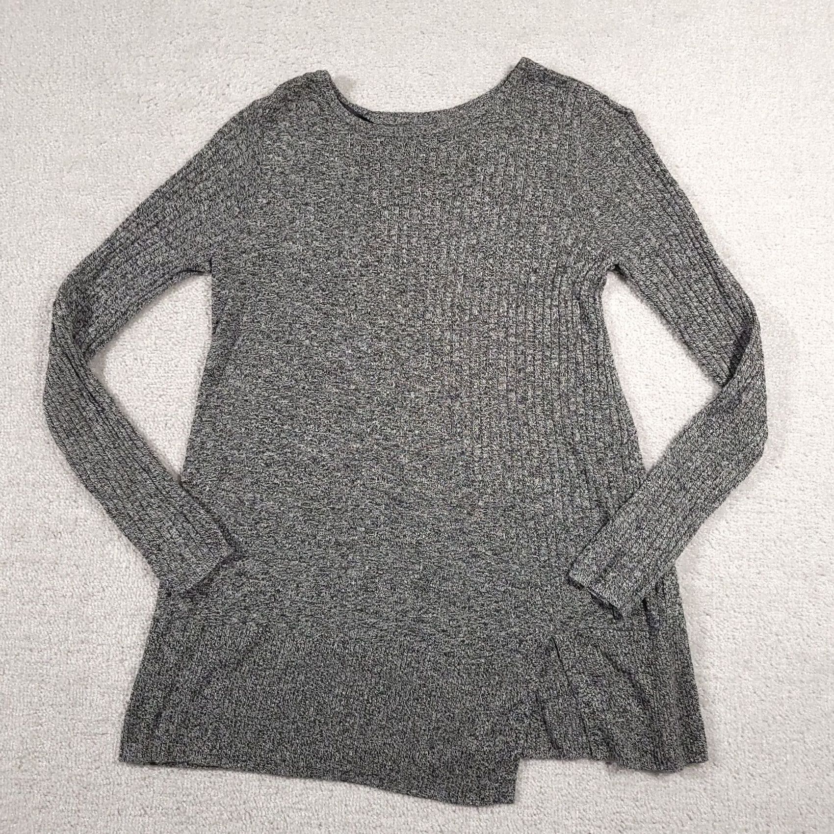 Apt. 9 Apt. 9 Sweater Women's Small Gray Round Neck Slit Stretch Long Sleeve Knit Size S / US 4 / IT 40 - 2 Thumbnail