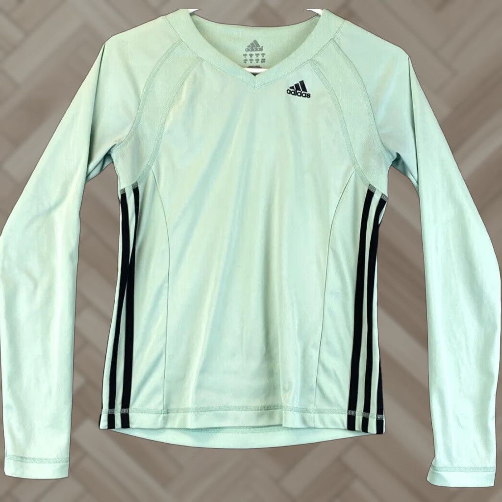 Adidas adidas Women’s Top Long Sleeve Three Stripe Shirt Green Logo S Sports /71-33 Size S / US 4 / IT 40 - 1 Thumbnail