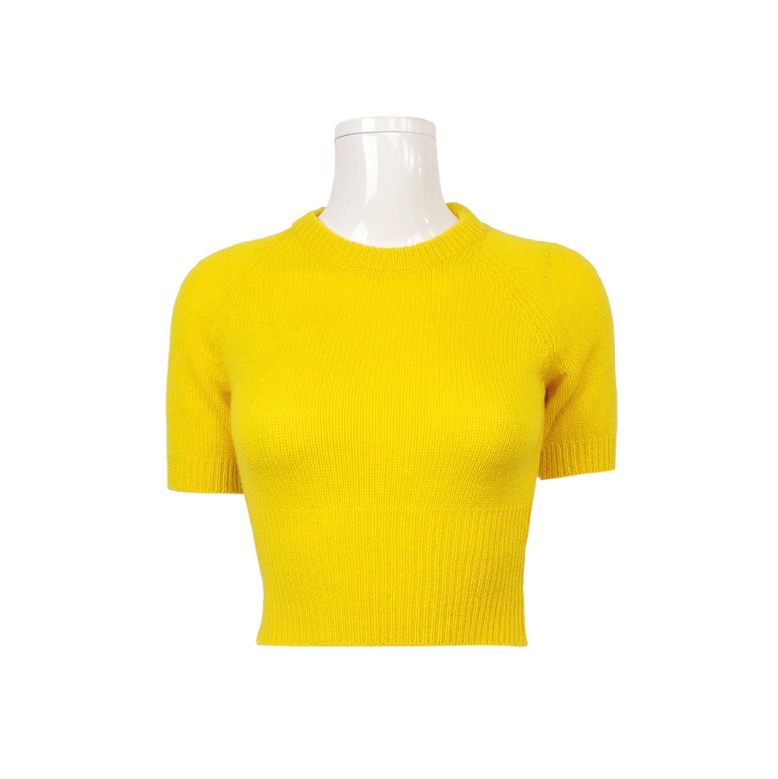 Prada Prada Yellow Cashmere Short Sleeve Sweater - dmc Size S / US 4 / IT 40 - 1 Thumbnail