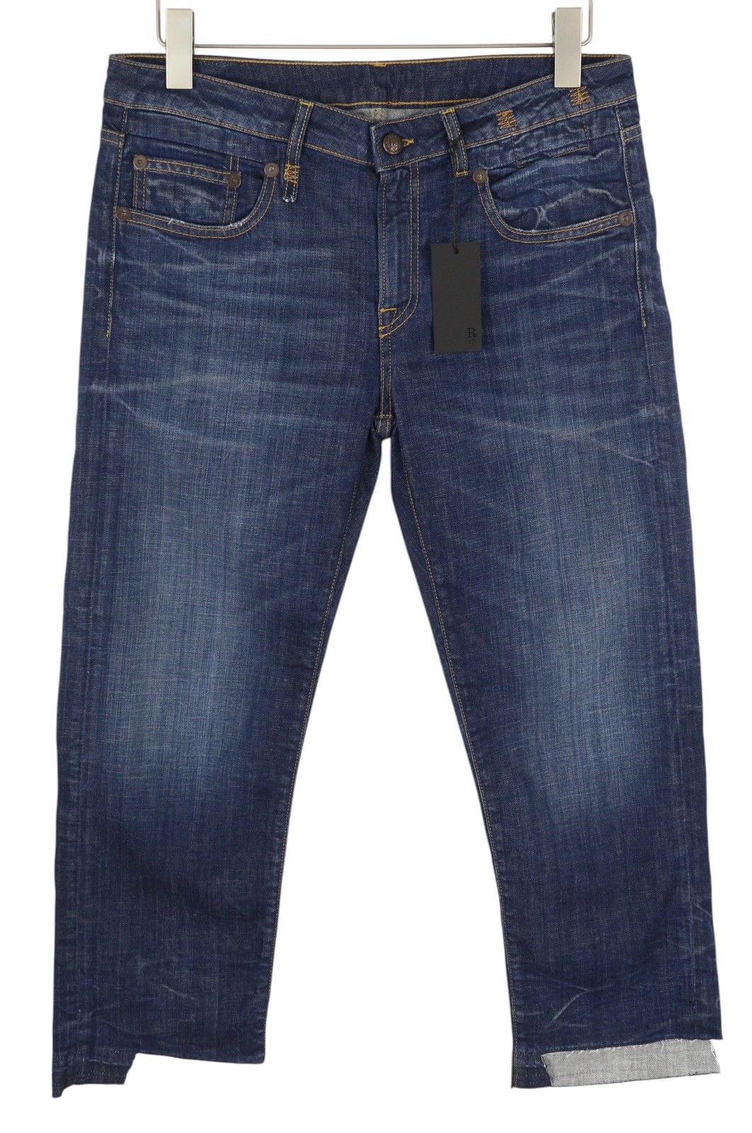 R13 BOY STRAIGHT 31 Howell Indigo Uneven Hem Faded 86353 Size 31" - 1 Thumbnail