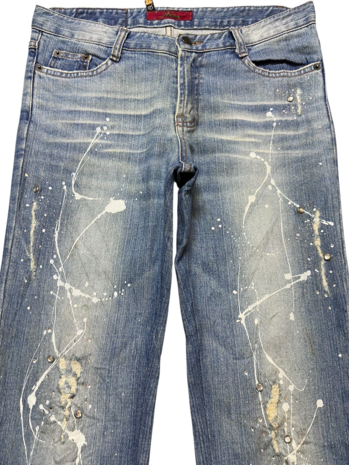 Le Grande Bleu (L.G.B.) Vintage Anion Flare Faded paint Spaltter Blinker Denim Size US 30 / EU 46 - 2 Thumbnail