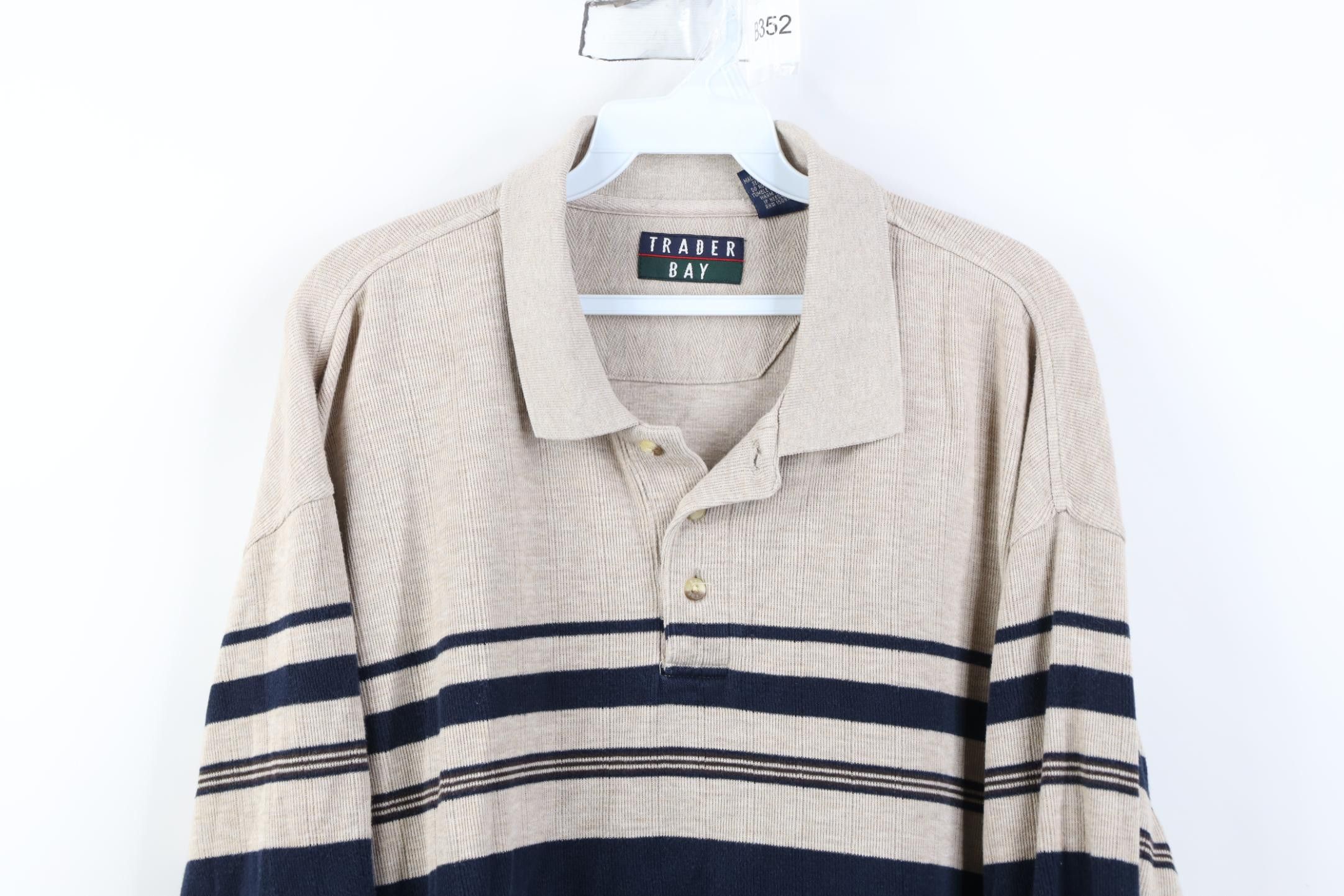 Vintage Vintage 90s Streetwear Block Ribbed Knit Long Sleeve Polo Size US XL / EU 56 / 4 - 2 Thumbnail