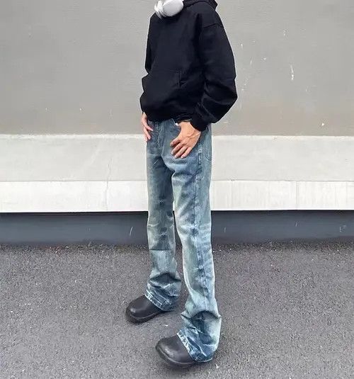 Japanese Brand × Jean High Street Aged Washed Straight Leg Micro Flare Jeans Size US 33 - 4 Thumbnail