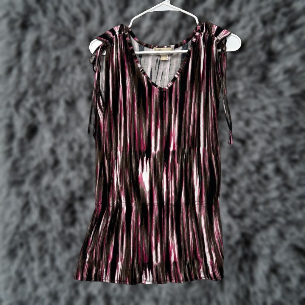 Michael Kors Michael Kors Tunic Top Medium Office Chic Retro Y2K Resort Vacation Abstract Bohemian Designer Retro Tunic Women Multicolor Sleeveless V-Neck Size M / US 6-8 / IT 42-44 - 1 Thumbnail
