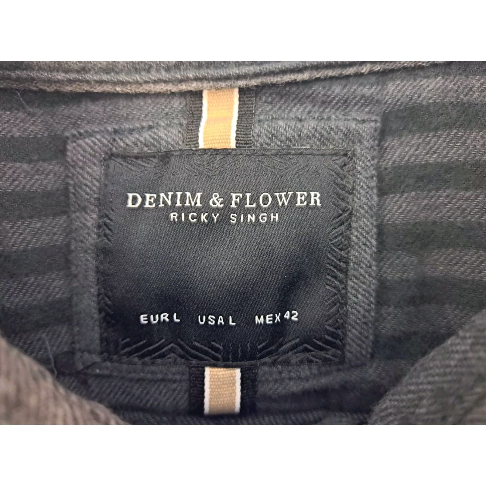 Denime Denim & Flower Shirt Button-Up Flannel L Dark Grey Long Sleeve Mens Regular Collared Pocketed Size US L / EU 52-54 / 3 - 2 Thumbnail